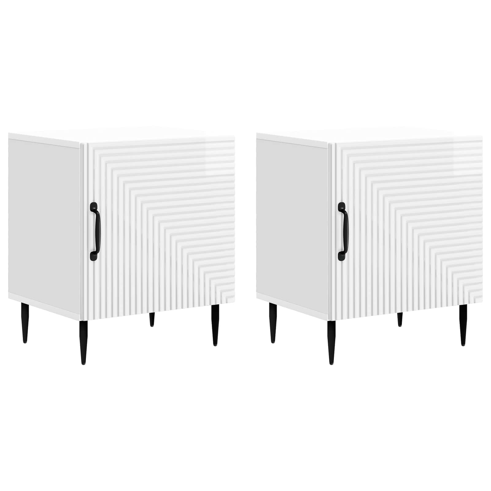 Šalia lovos spintelė 2 pcs Itin blizgi balta 43 x 34,5 x 50 cm