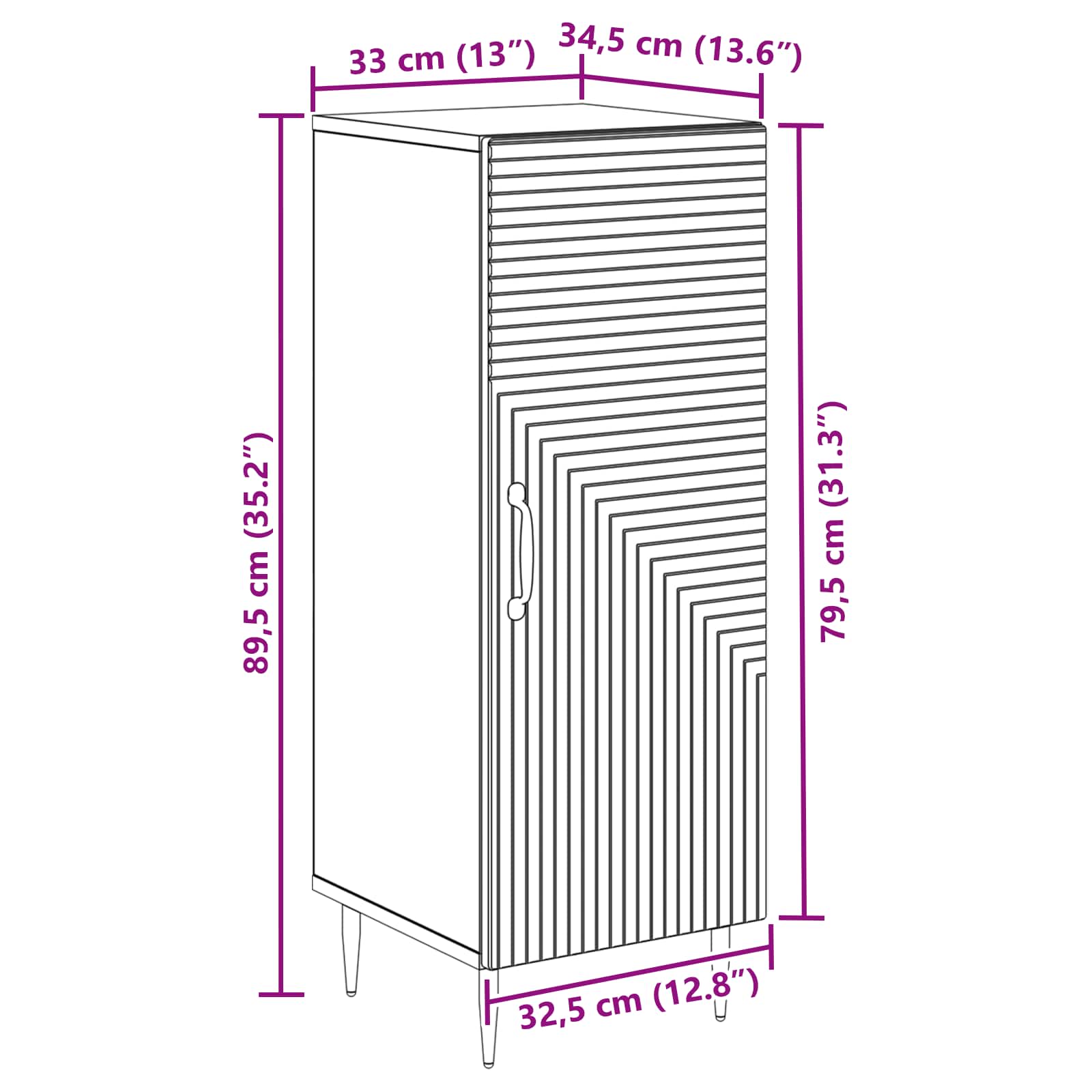 Kabalas Vecināta koka 33 x 34,5 x 89,5 cm Apstrādāta koksne