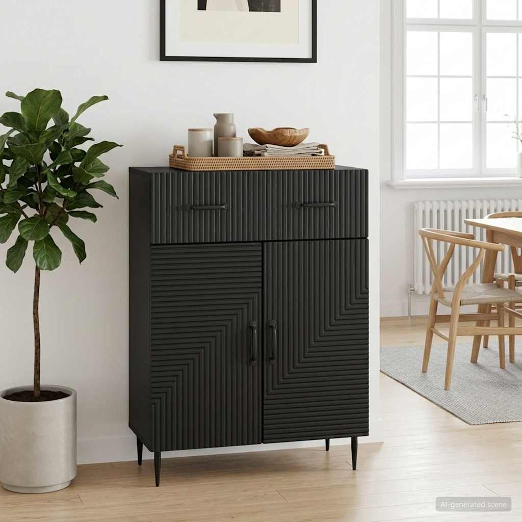 Kabalas su stalčių Juoda 66 x 34,5 x 89,5 cm Apdirbta mediena