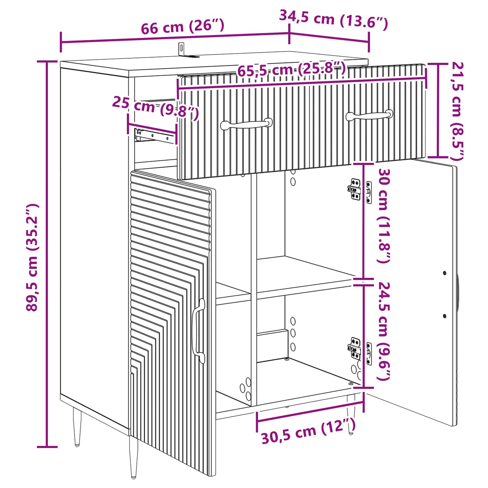Kabalas Betono pilka 66 x 34,5 x 89,5 cm Apdirbta mediena