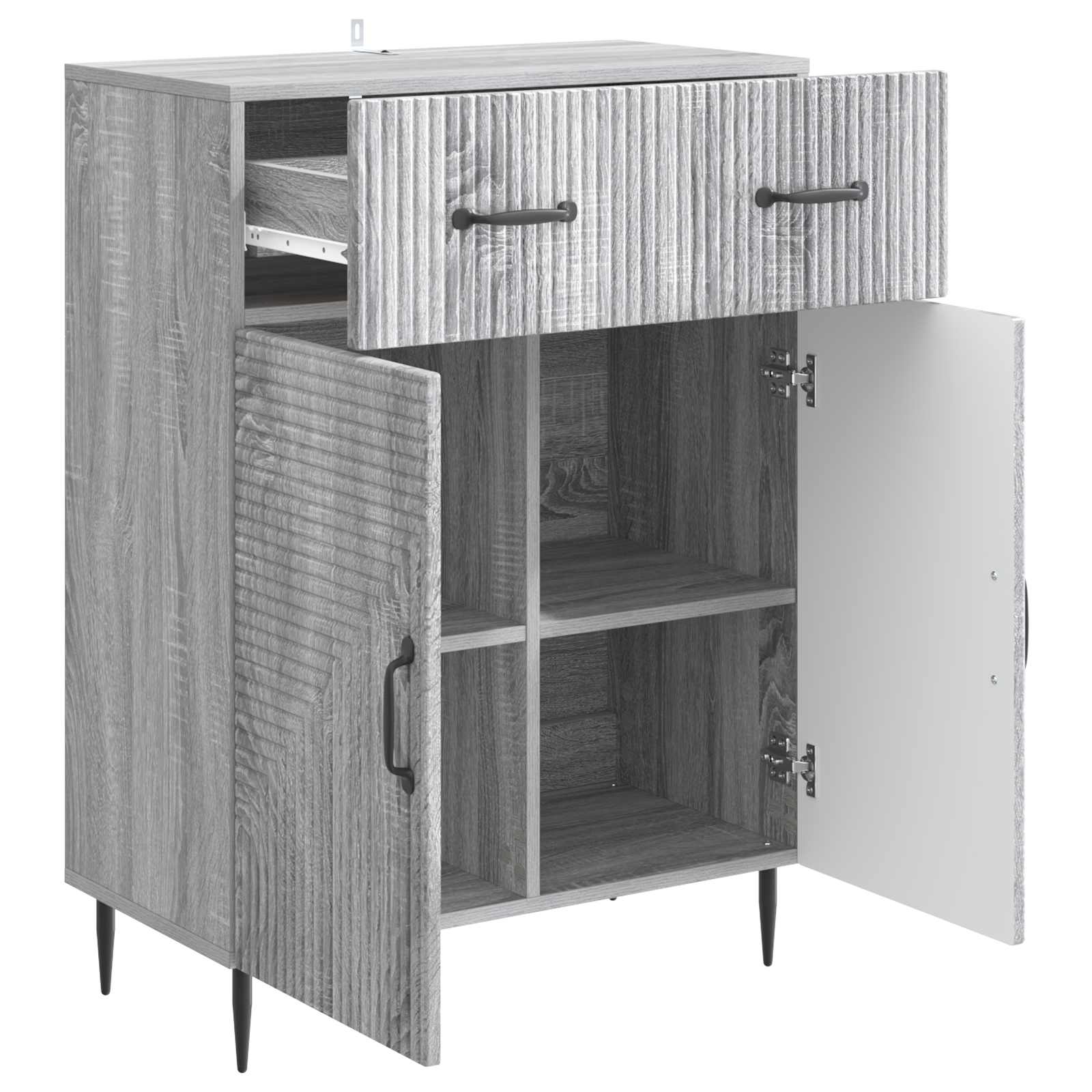 Kumode ar atvilktnēm Pelēks ozons ozols 66 x 34,5 x 89,5 cm