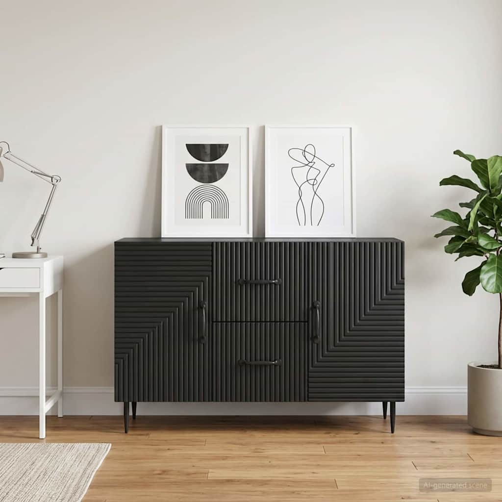 Kabalas su stalčių Juoda 89 x 34,5 x 60 cm Apdirbta mediena
