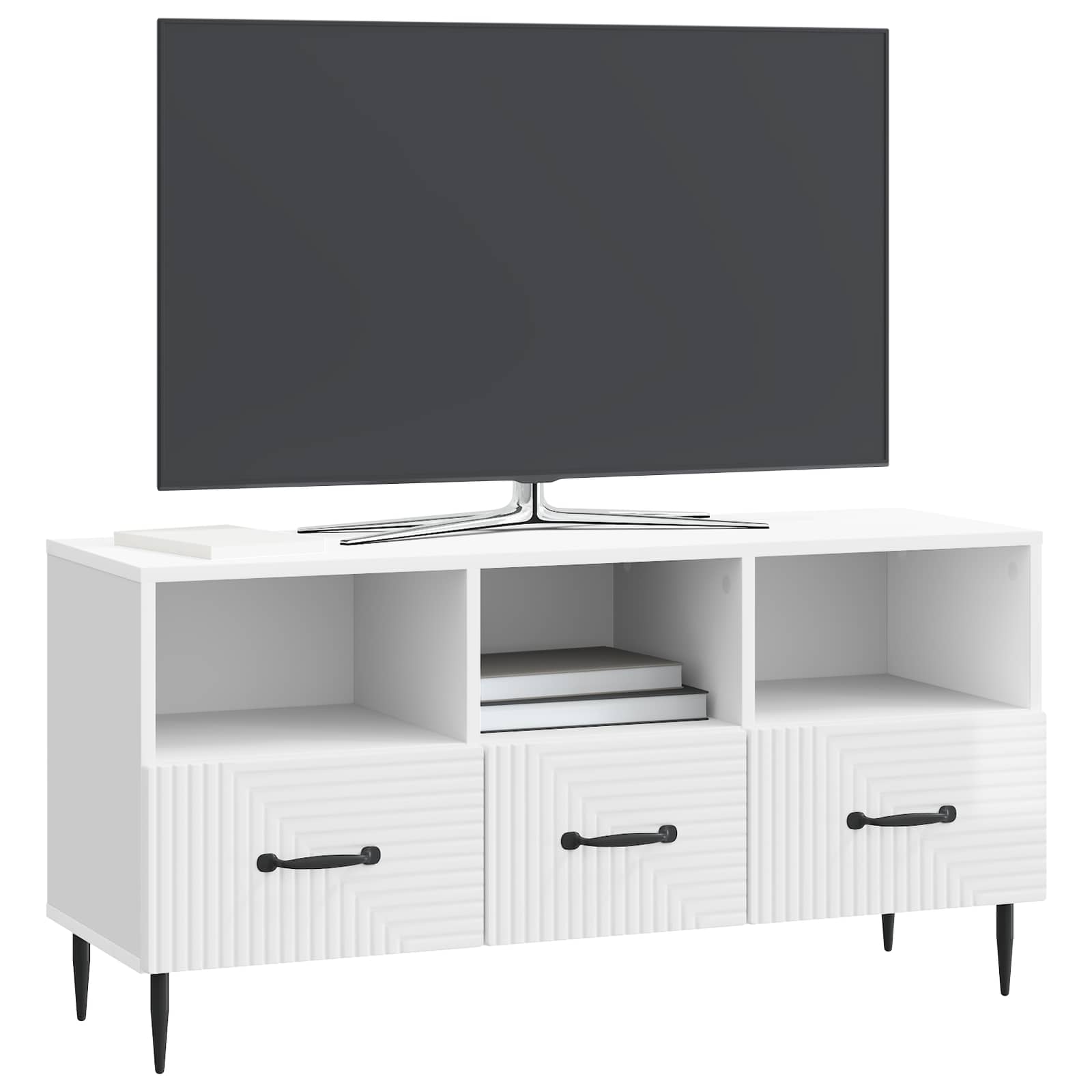 Televizoriaus spintelė Itin blizgi balta 102 x 34,5 x 50 cm