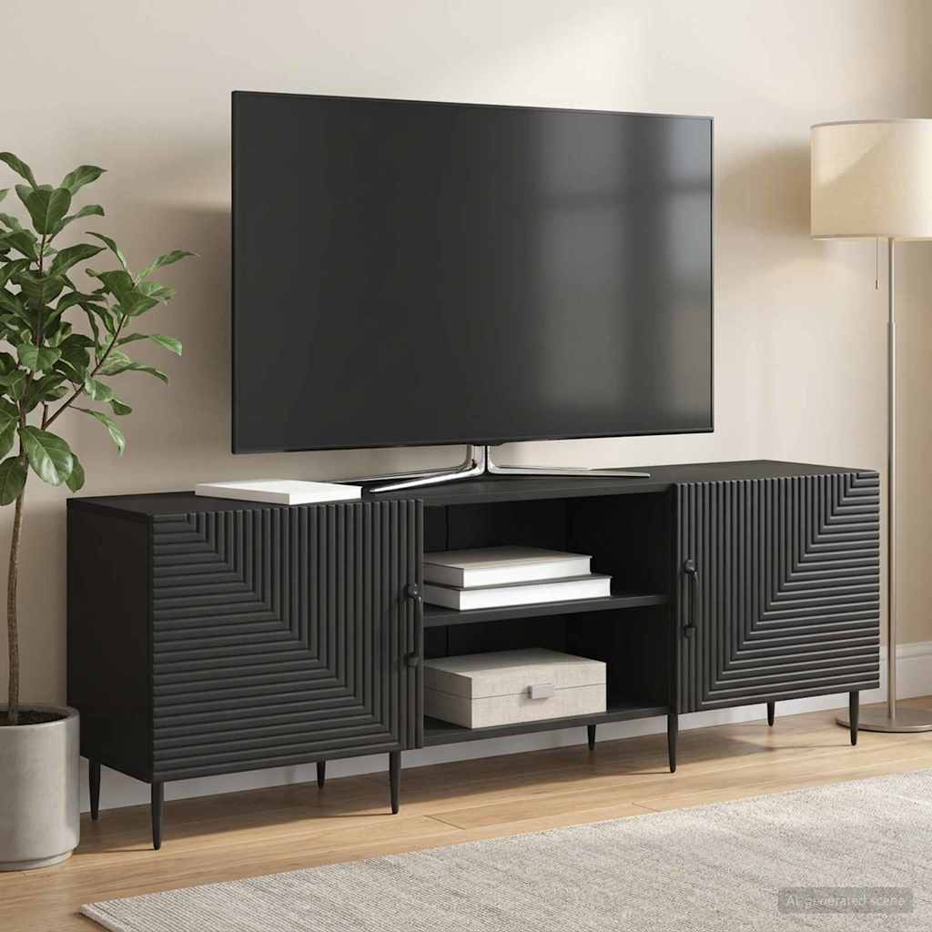 TV skapītis melns 150x31x50 cm inženierijas koks