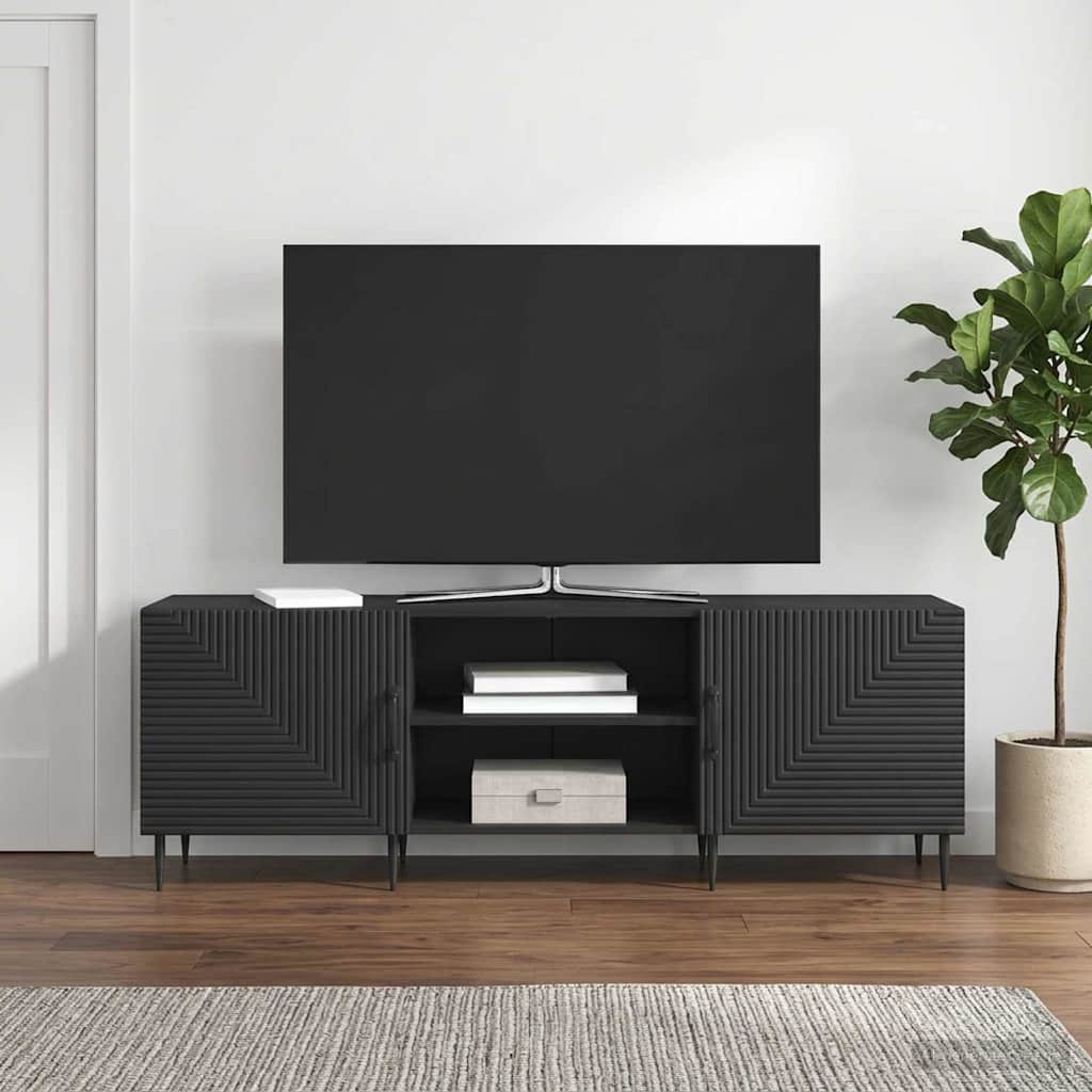 TV skapītis melns 150x31x50 cm inženierijas koks
