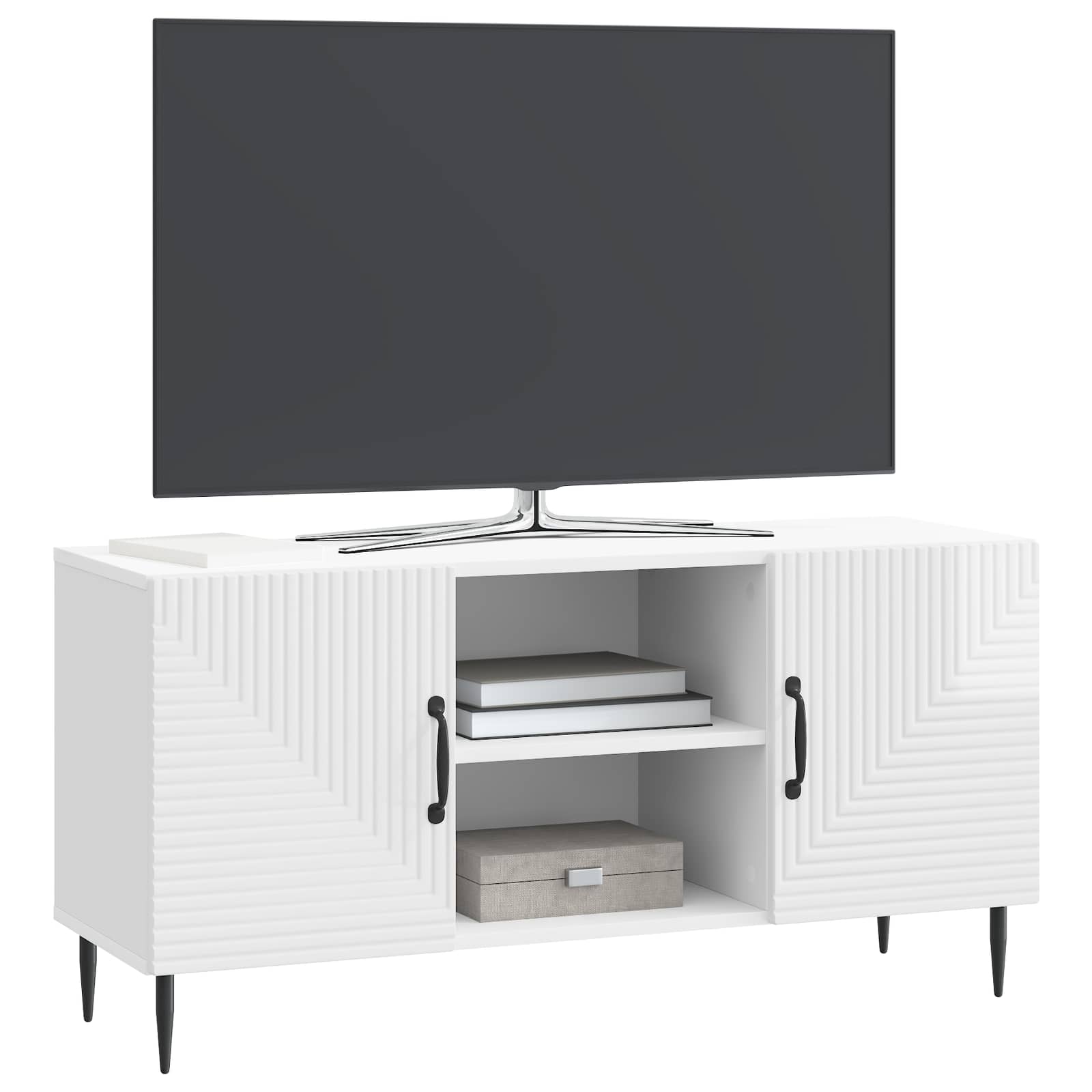 Televizoriaus spintelė Itin blizgi balta 102 x 34,5 x 50 cm