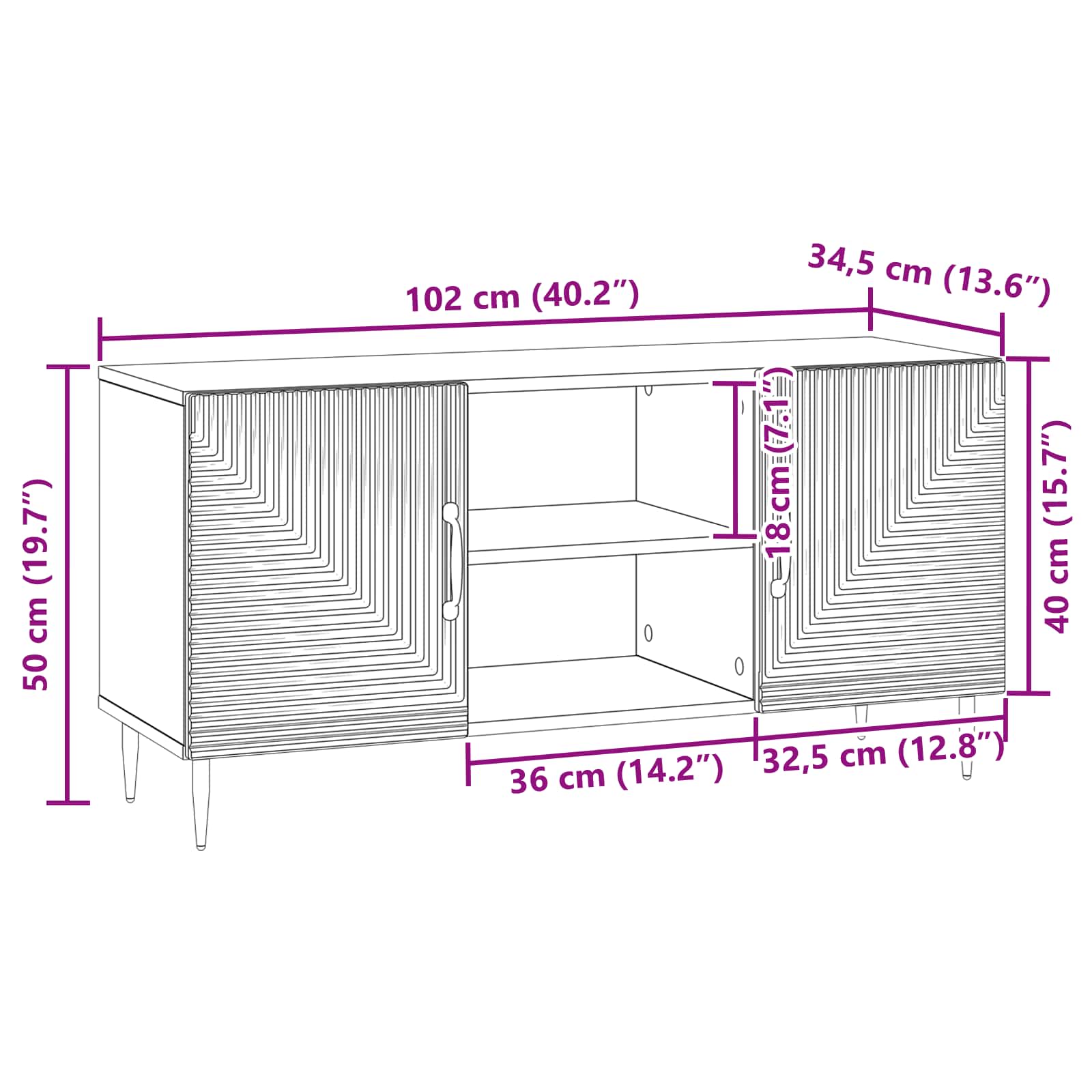 Televizoriaus spintelė Itin blizgi balta 102 x 34,5 x 50 cm