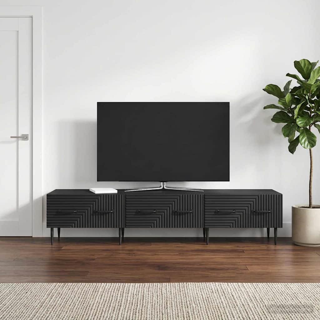 Televizora skapītis ar atvilktnēm, melns, 147 x 34,5 x 30 cm