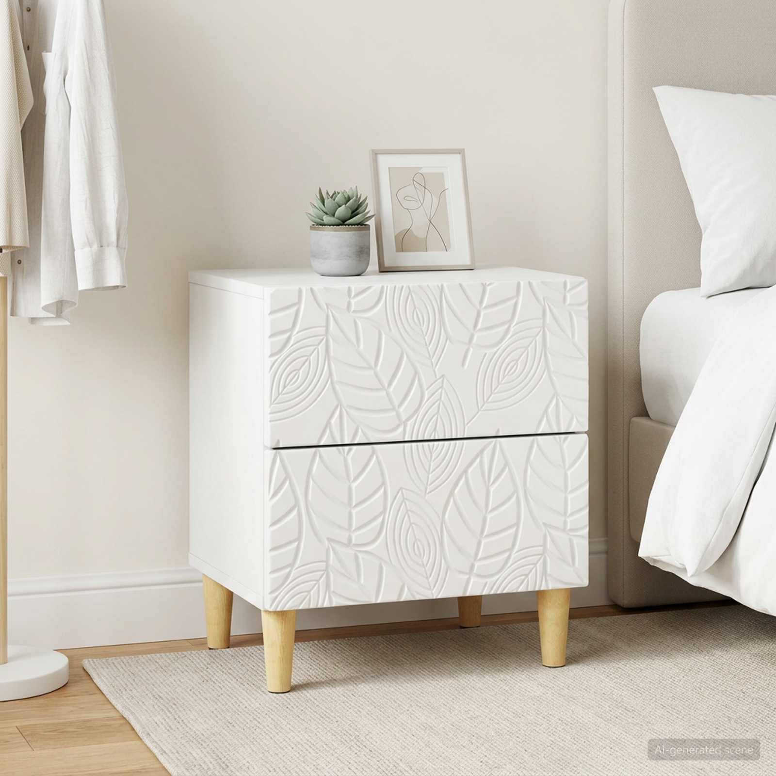 Naktinis staliukas 2 pcs Balta 43 x 34,5 x 48 cm