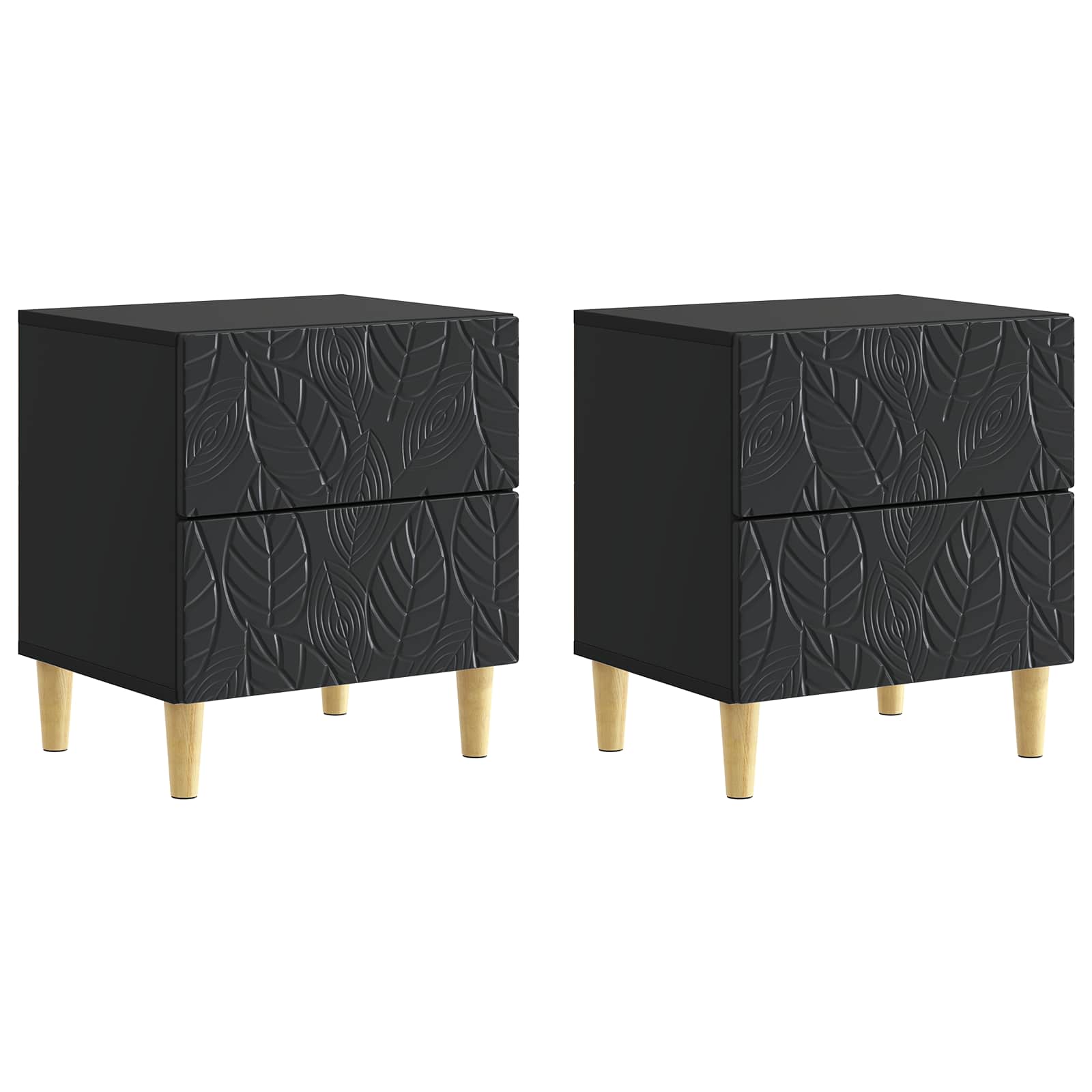 Naktinis staliukas 2 pcs Juoda 43 x 34,5 x 48 cm