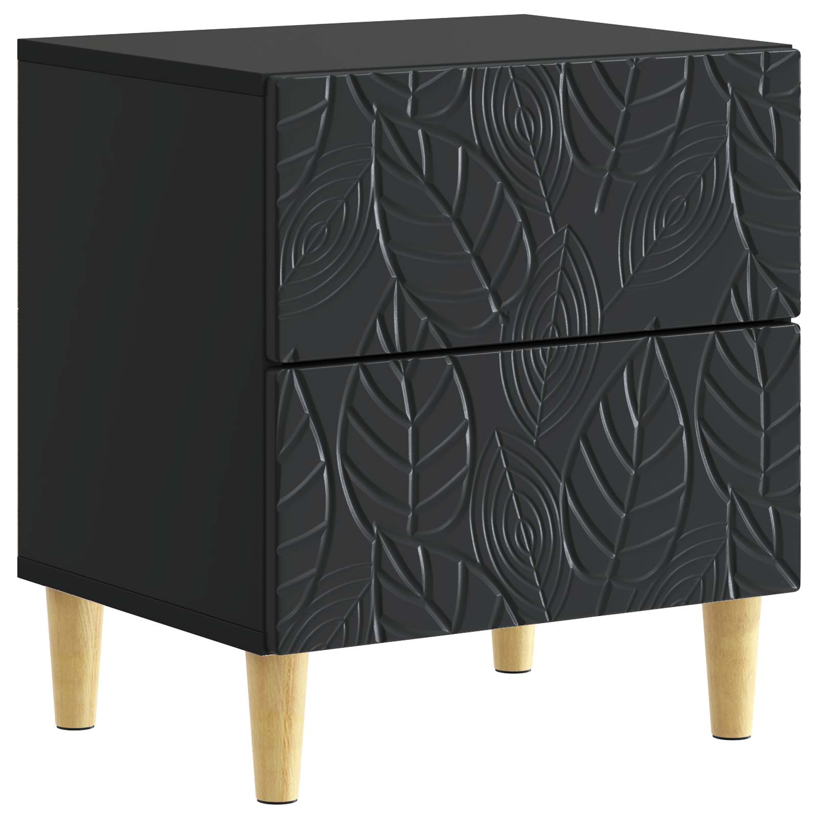 Naktinis staliukas 2 pcs Juoda 43 x 34,5 x 48 cm