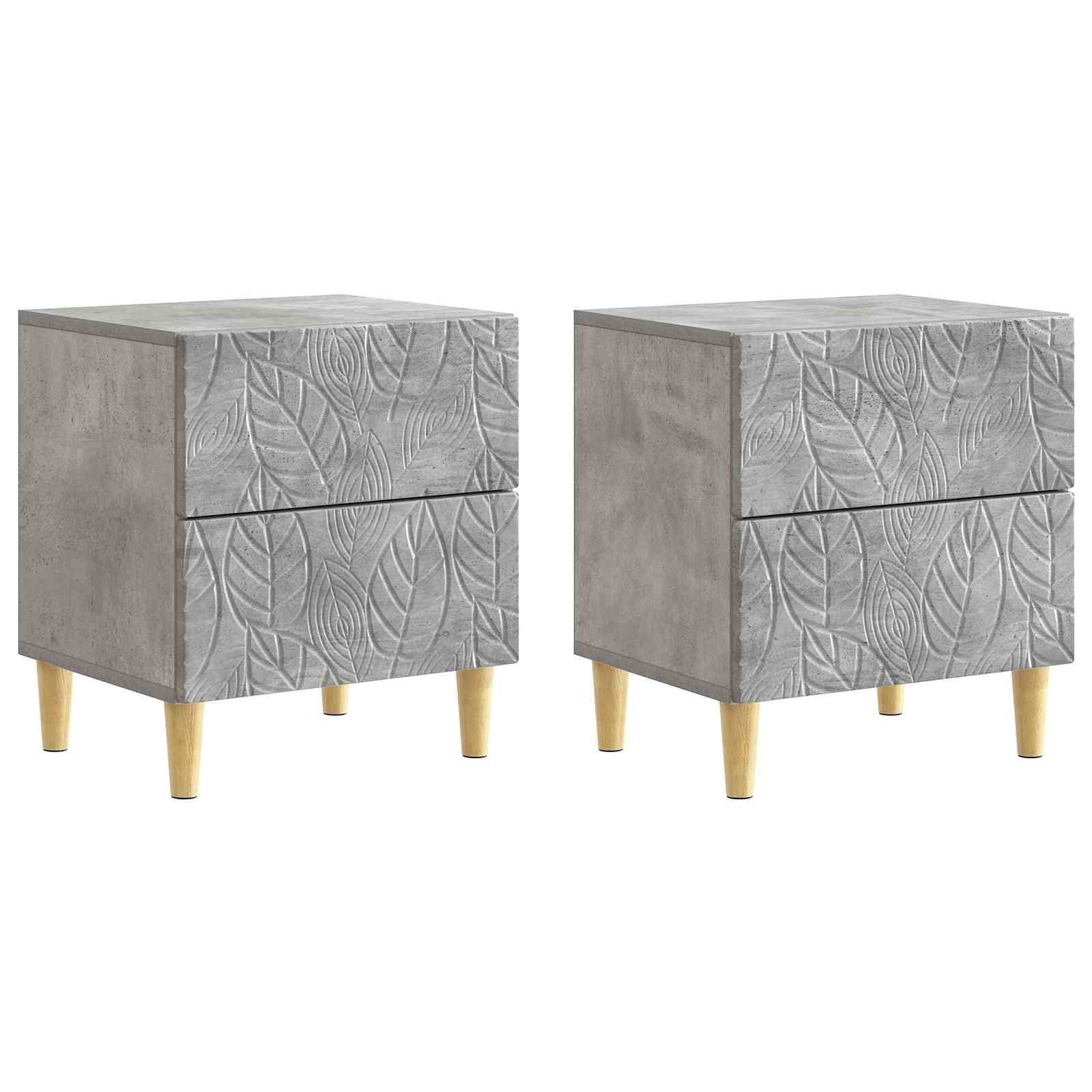 Naktinis staliukas 2 pcs Betono pilka 43 x 34,5 x 48 cm
