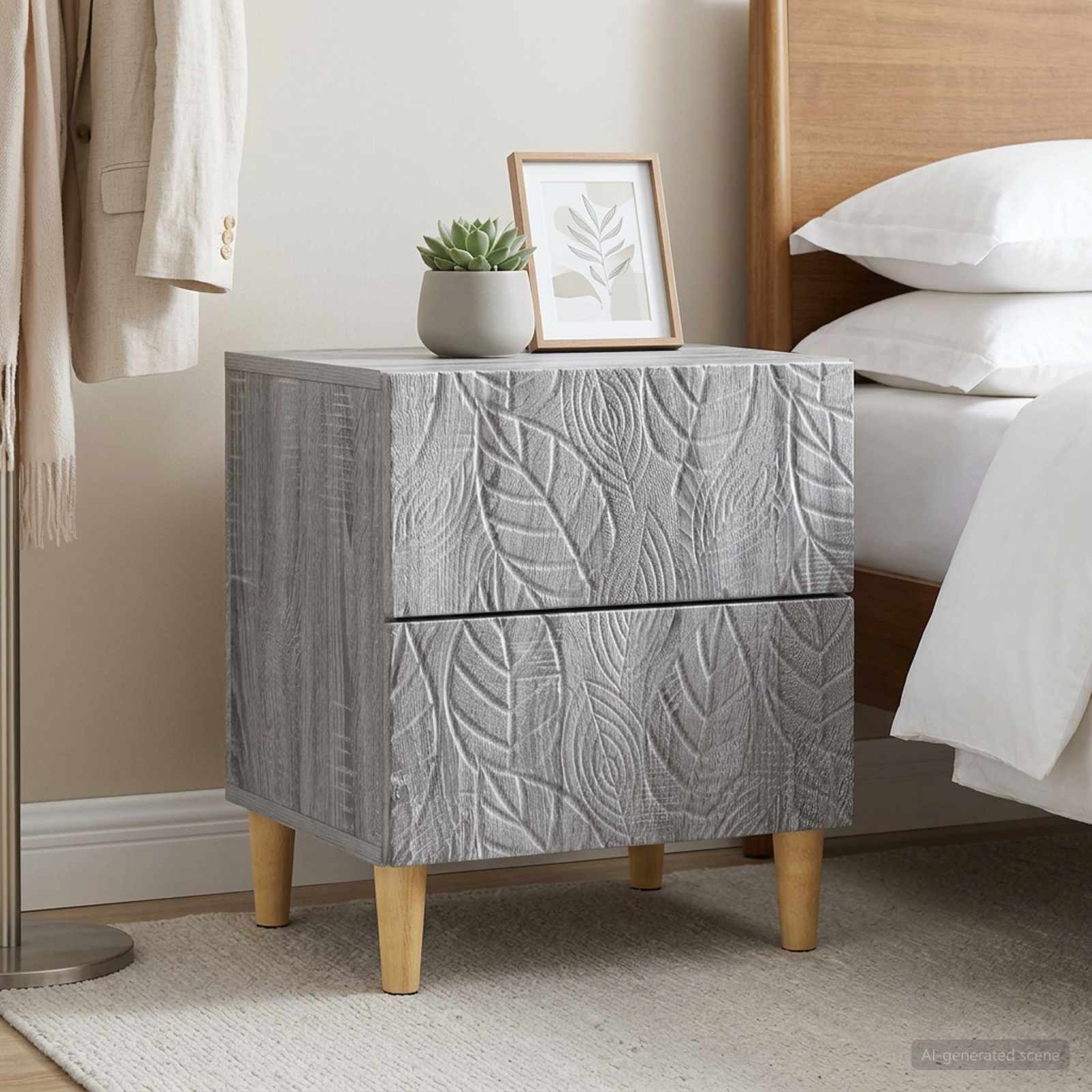 Naktinis staliukas 2 pcs Pilka Sonoma 43 x 34,5 x 48 cm