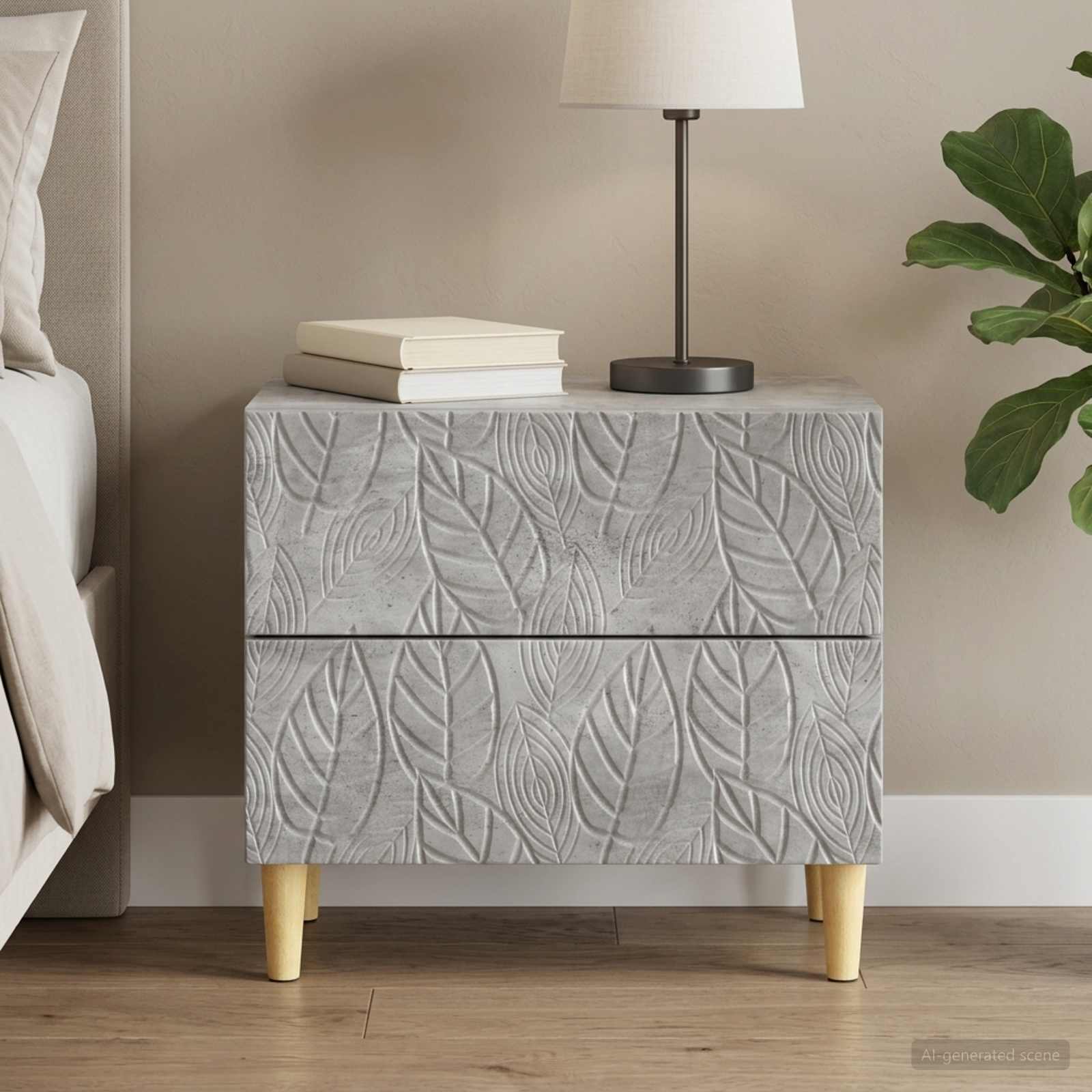 Naktinis staliukas Betono pilka 62 x 34,5 x 48 cm