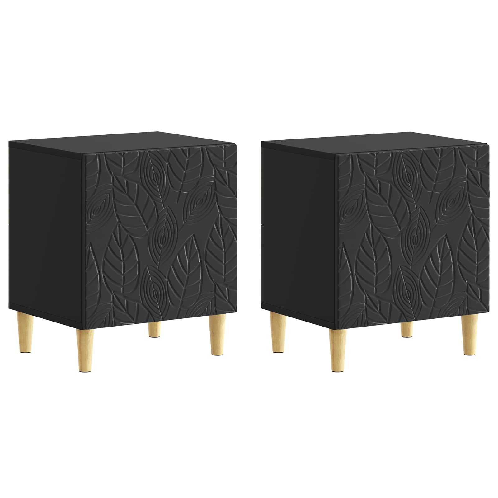 Naktinis staliukas 2 pcs Juoda 43 x 34,5 x 50 cm