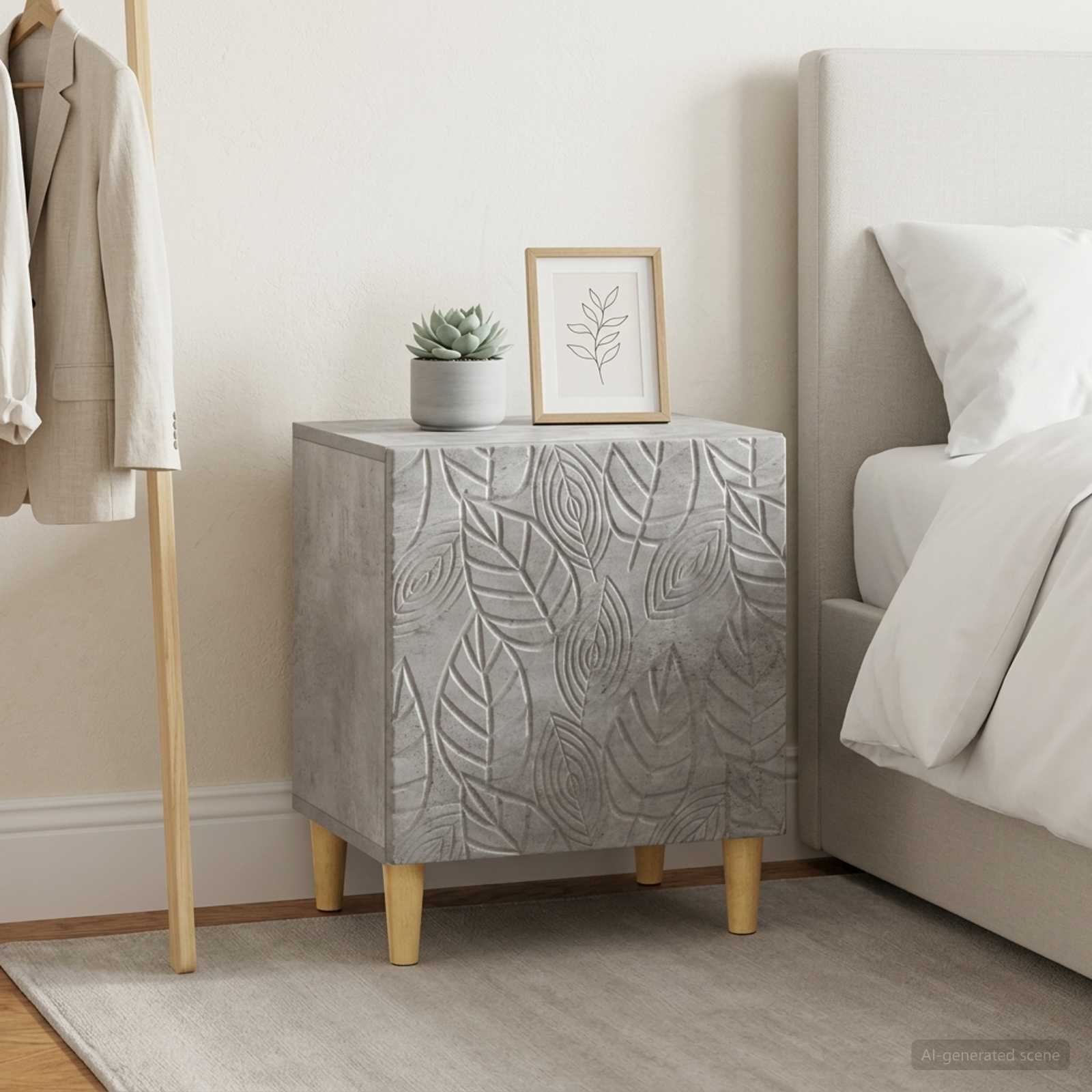 Naktinis staliukas 2 pcs Betono pilka 43 x 34,5 x 50 cm