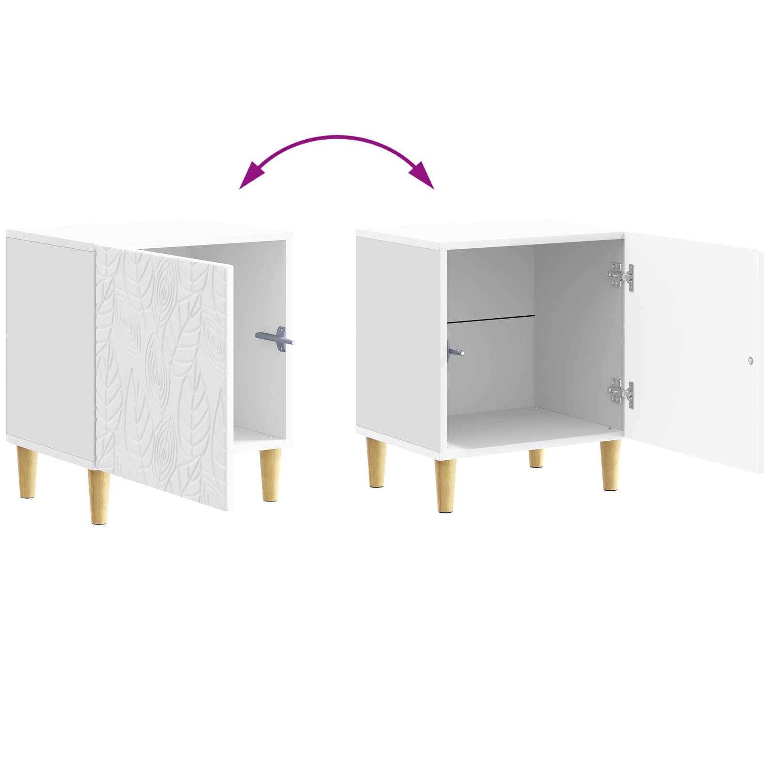 Naktinis staliukas 2 pcs Itin blizgi balta 43 x 34,5 x 50 cm