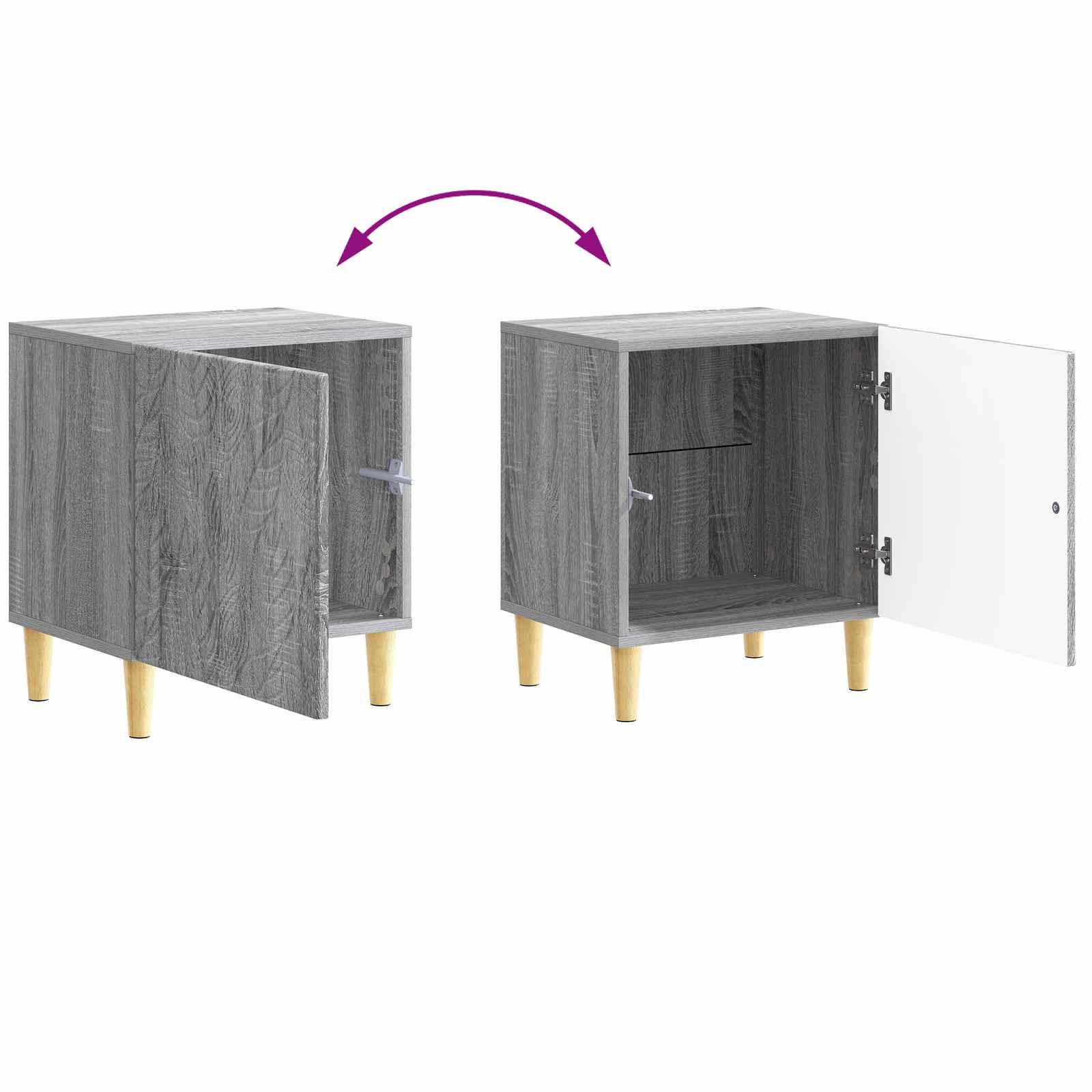 Naktinis staliukas 2 pcs Pilka Sonoma 43 x 34,5 x 50 cm