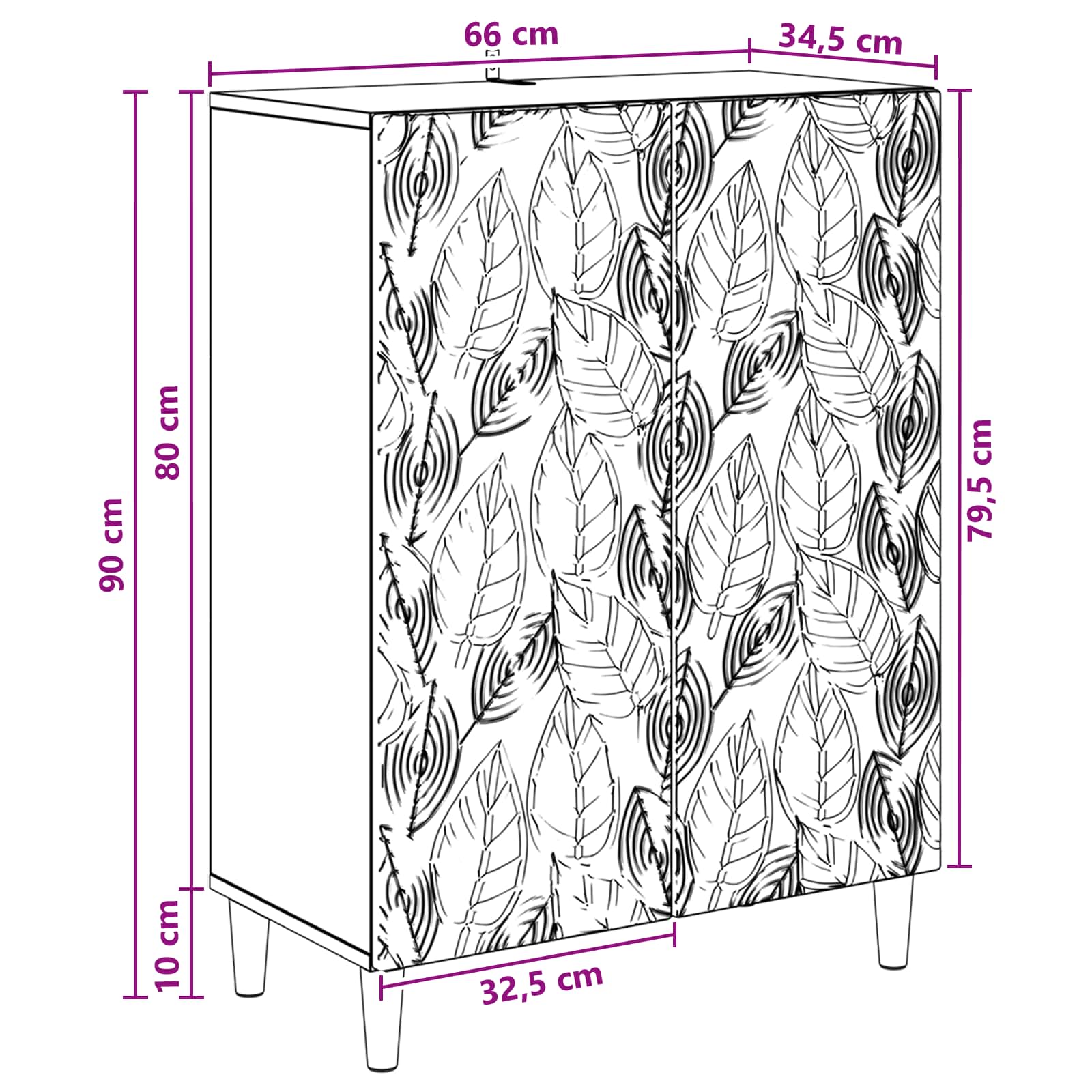 Kabalas Betono pilka 66 x 34,5 x 90 cm Apdirbta mediena