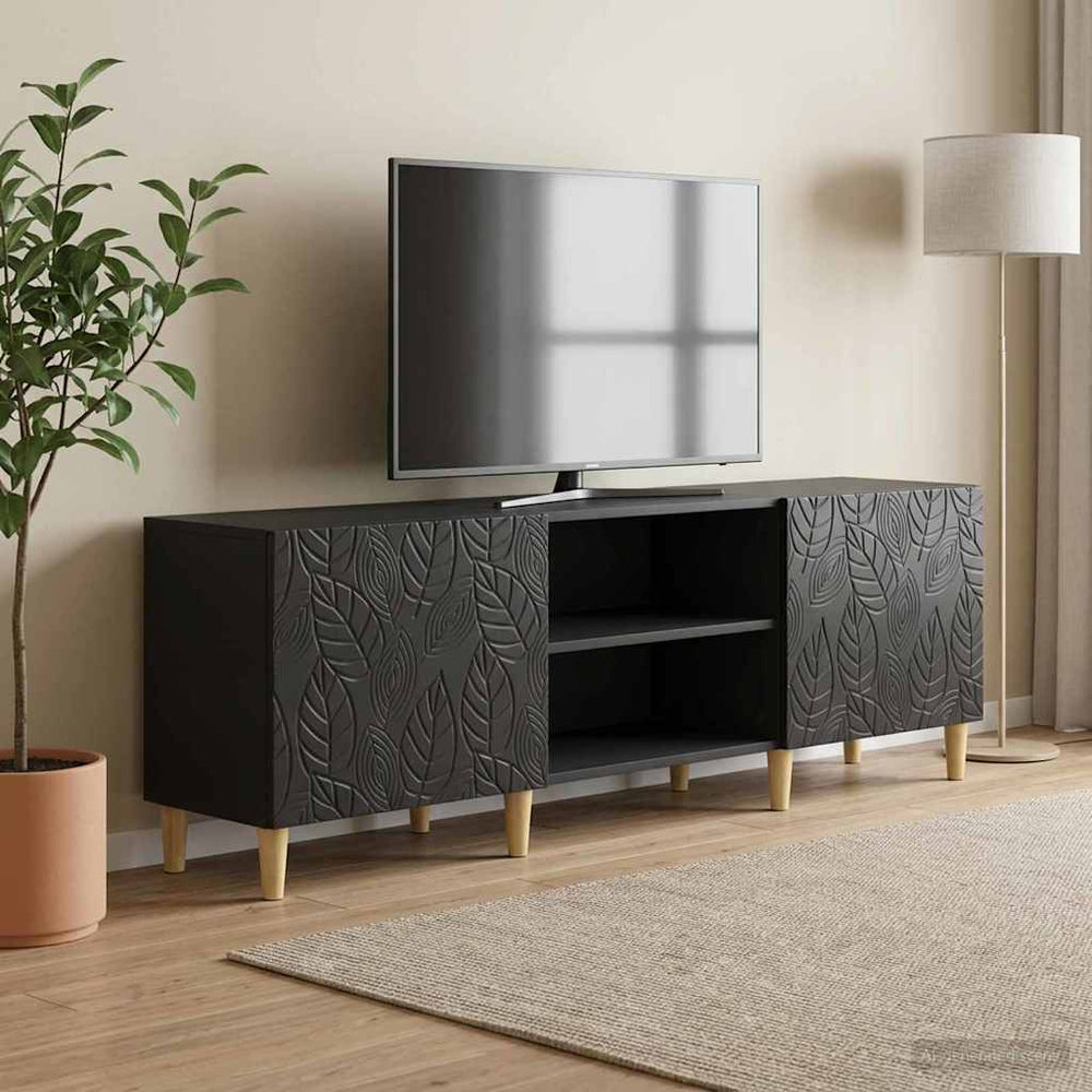 Televizoriaus spintelė 150 x 31 x 50 cm Juoda Apdirbta mediena