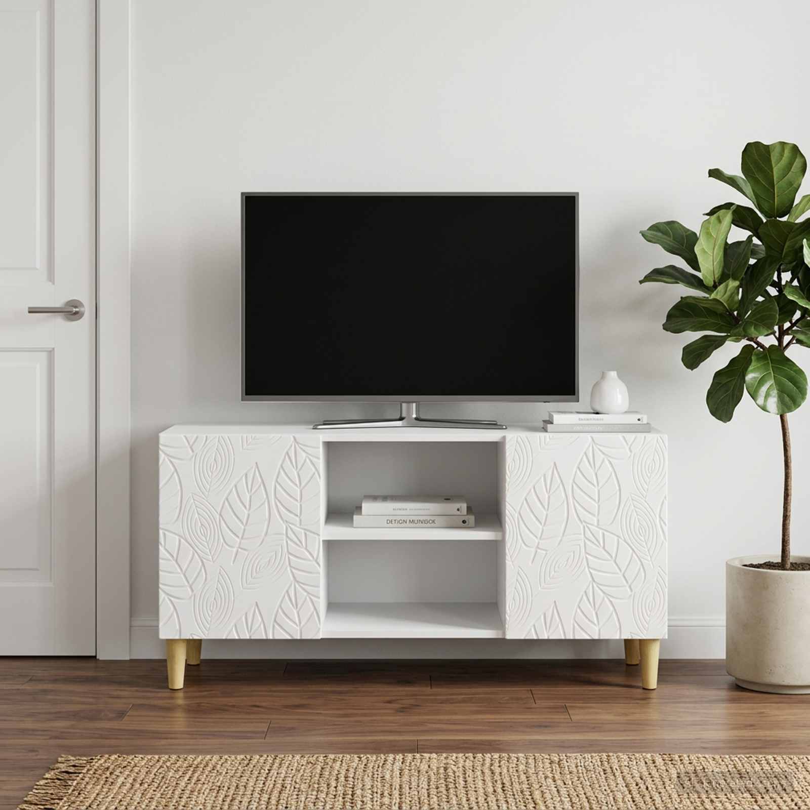 Televizoriaus spintelė 102 x 34,5 x 50 cm Itin blizgi balta