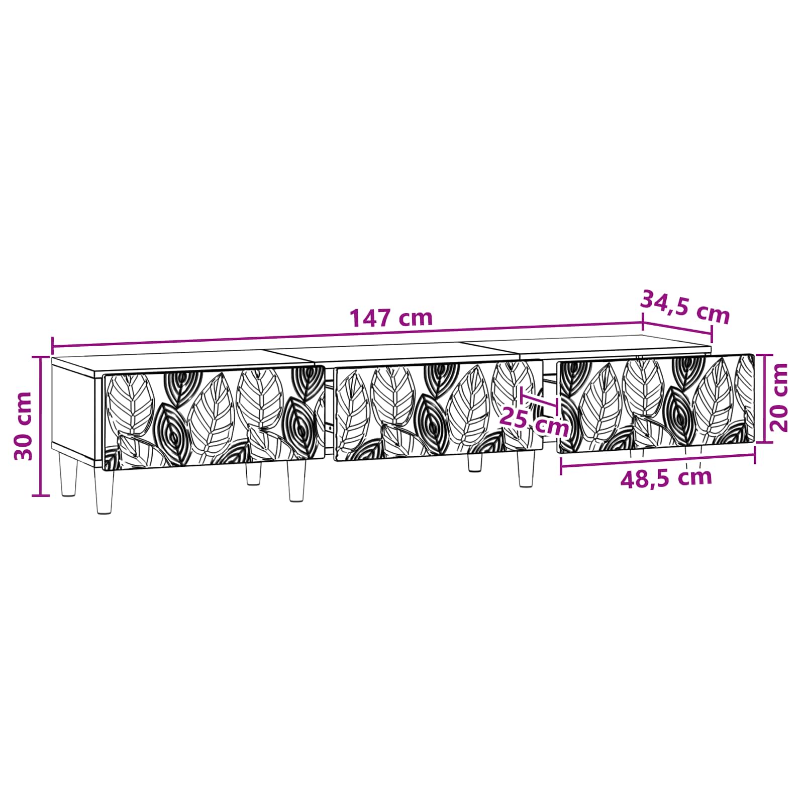 Televizoriaus spintelė 147 x 34,5 x 30 cm Betono pilka