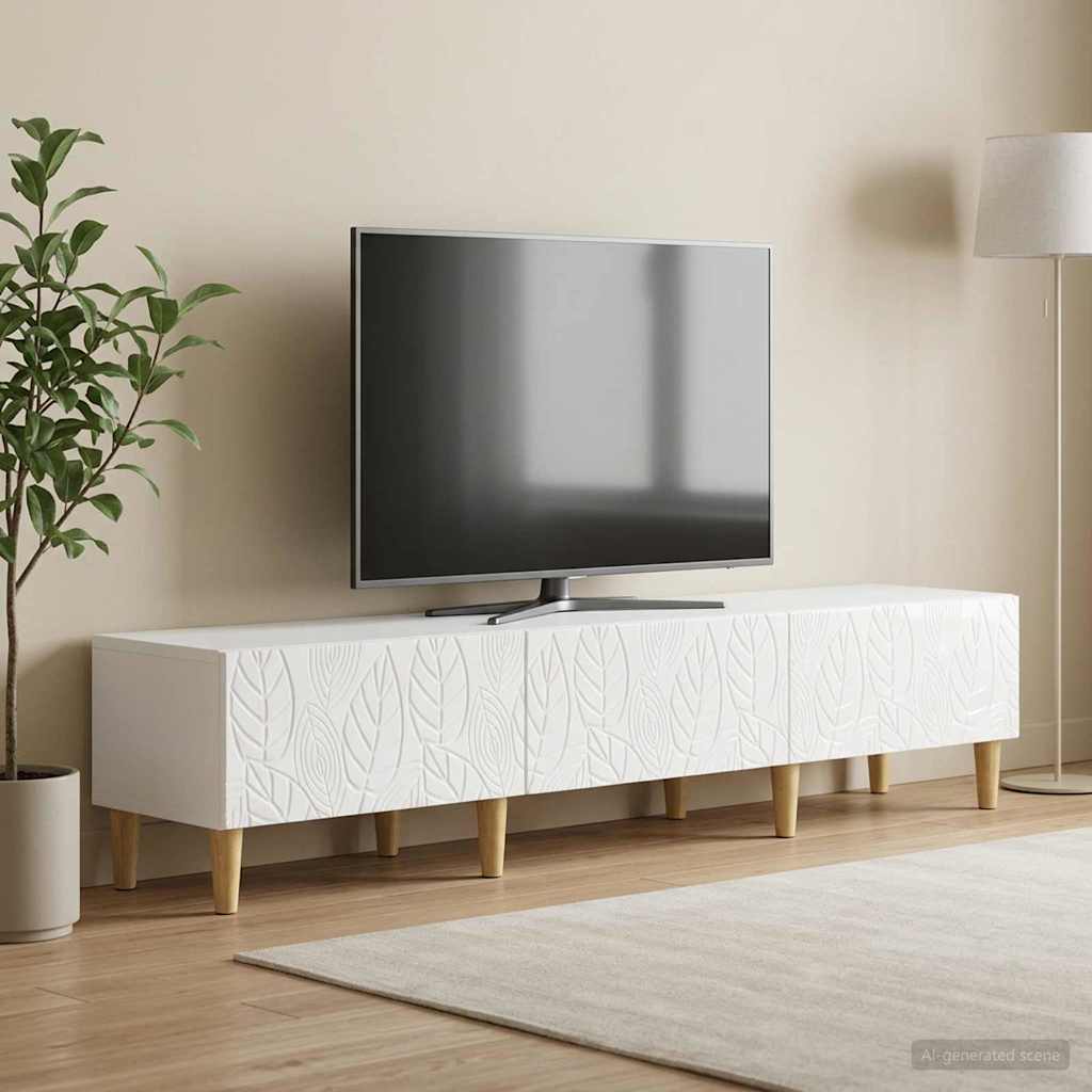Televizoriaus spintelė 147 x 34,5 x 30 cm Itin blizgi balta