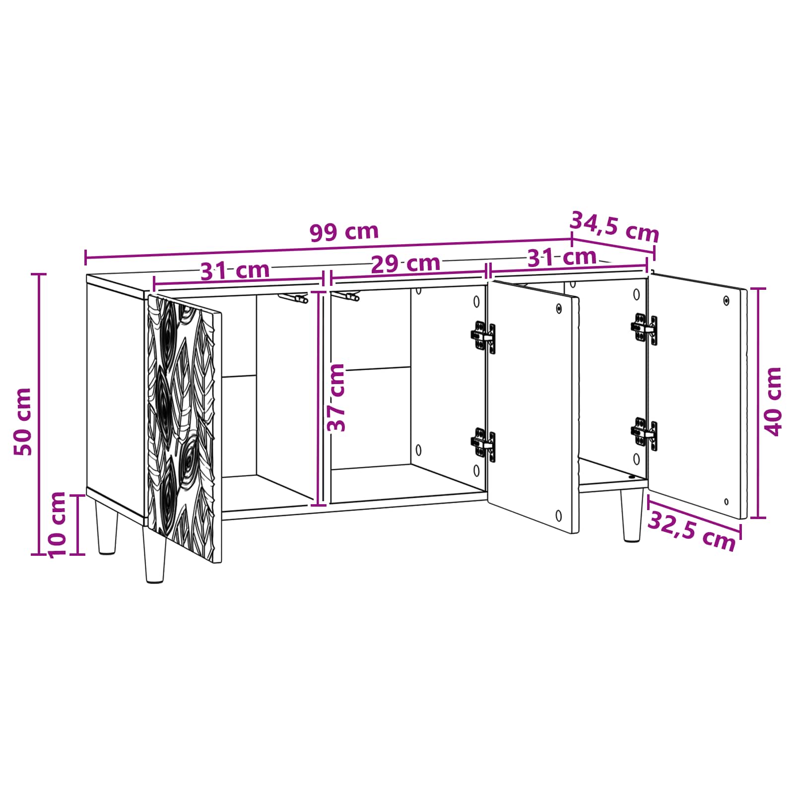 Televizoriaus spintelė 99 x 34,5 x 50 cm Pilka Sonoma