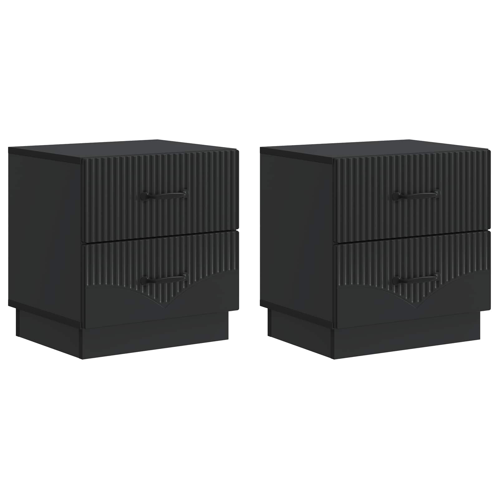 Šalia lovos spintelė su stalčių 2 pcs Juoda 43 x 34,5 x 44,5 cm