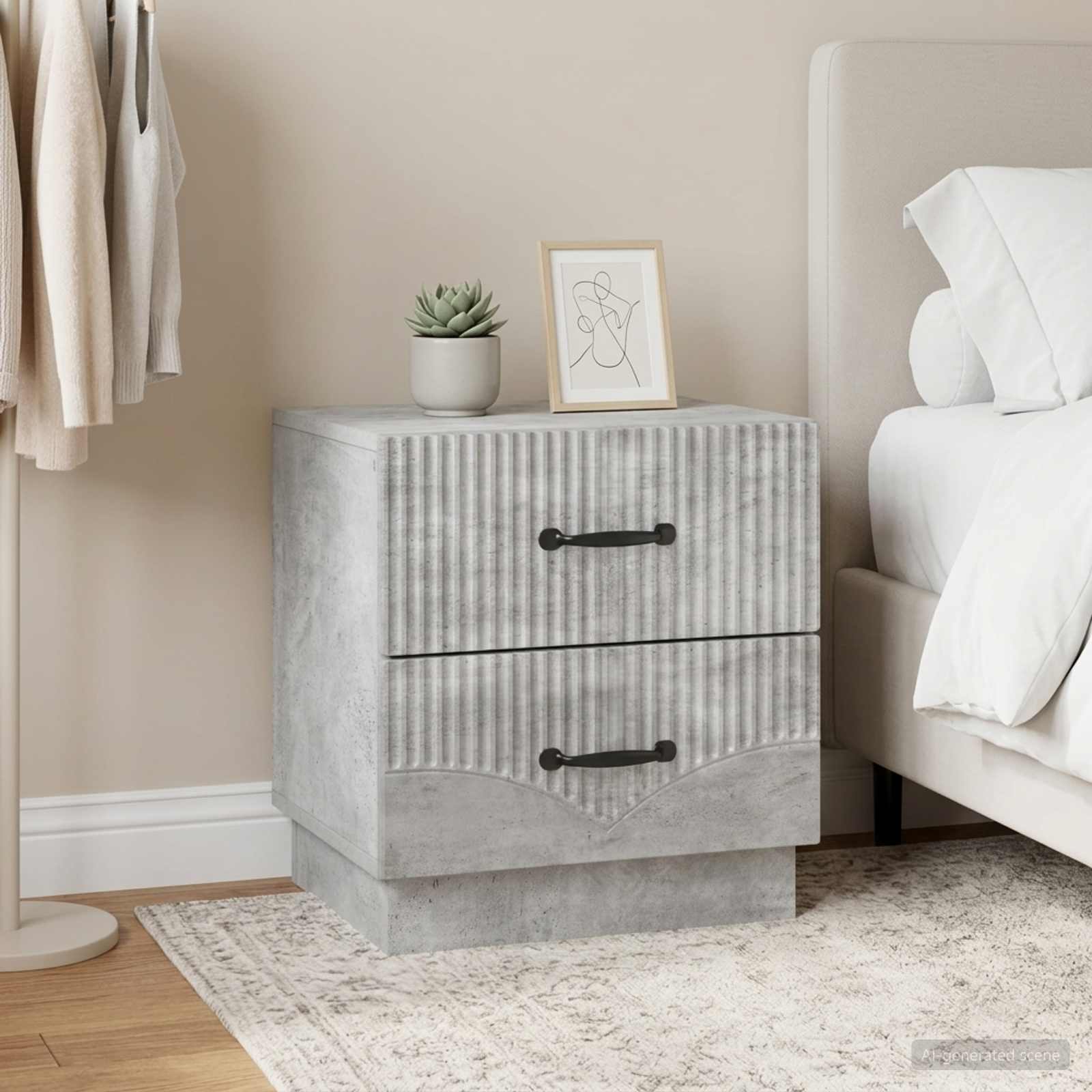Šalia lovos spintelė 2 pcs Betono pilka 43 x 34,5 x 44,5 cm