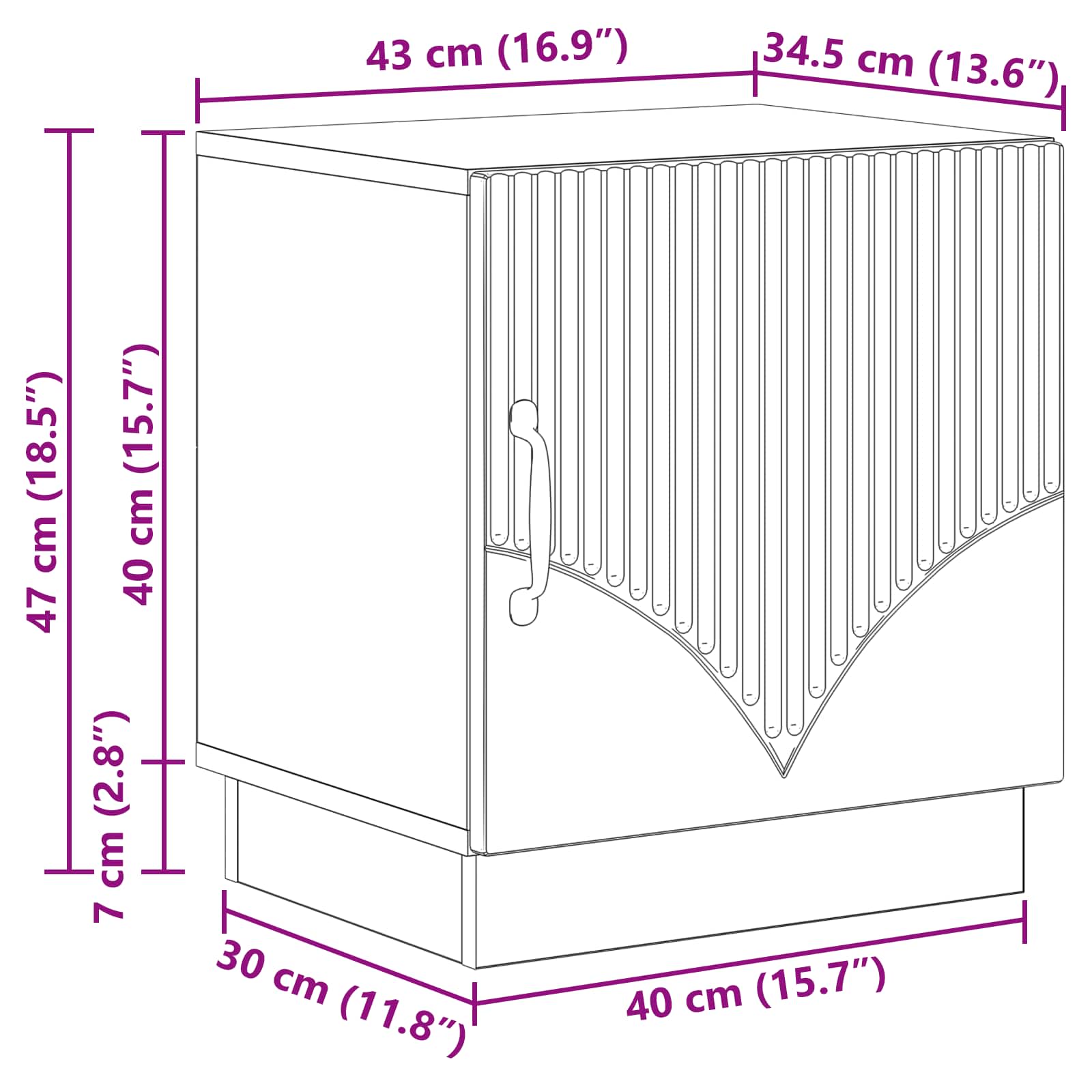 Naktinis staliukas Juoda 43 x 34,5 x 47 cm Apdirbta mediena