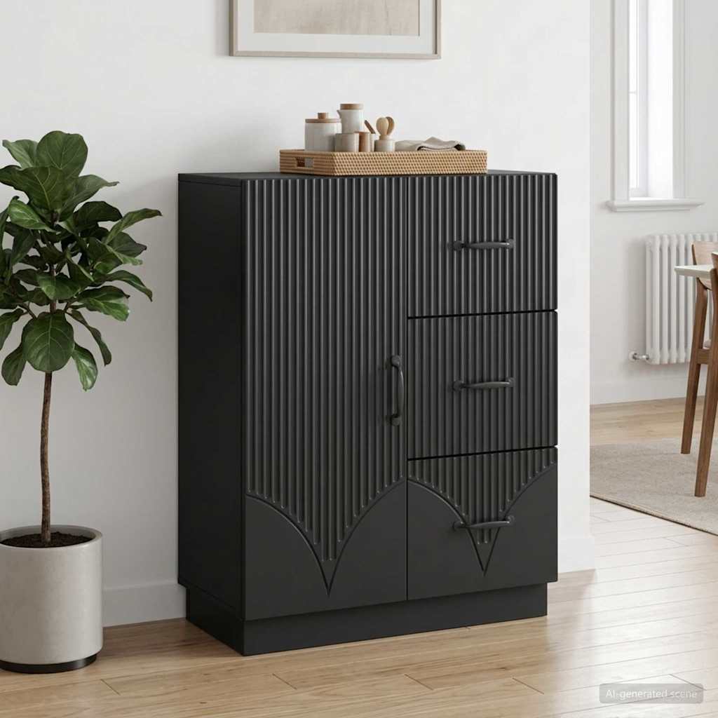 Kumode ar atvilktni Melna 66 x 34,5 x 87 cm Inženierijas koks