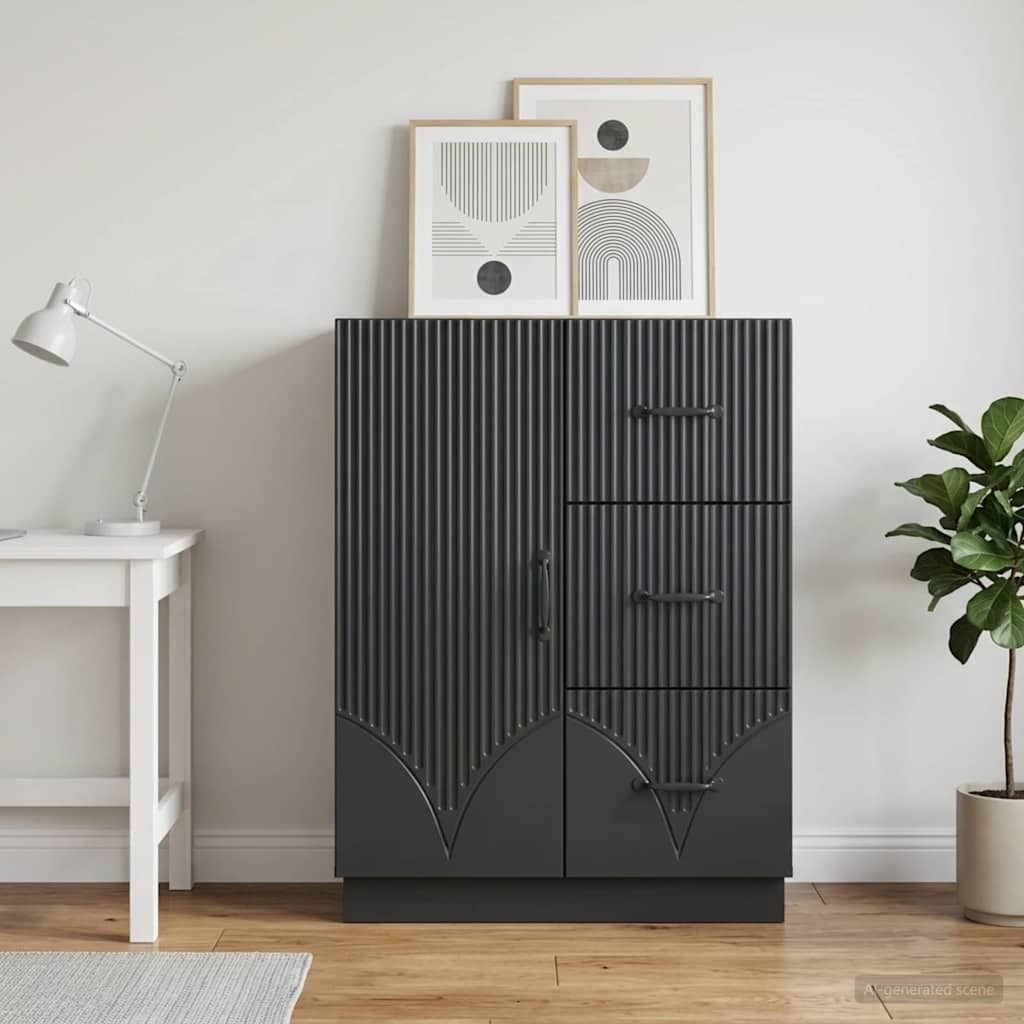 Kumode ar atvilktni Melna 66 x 34,5 x 87 cm Inženierijas koks