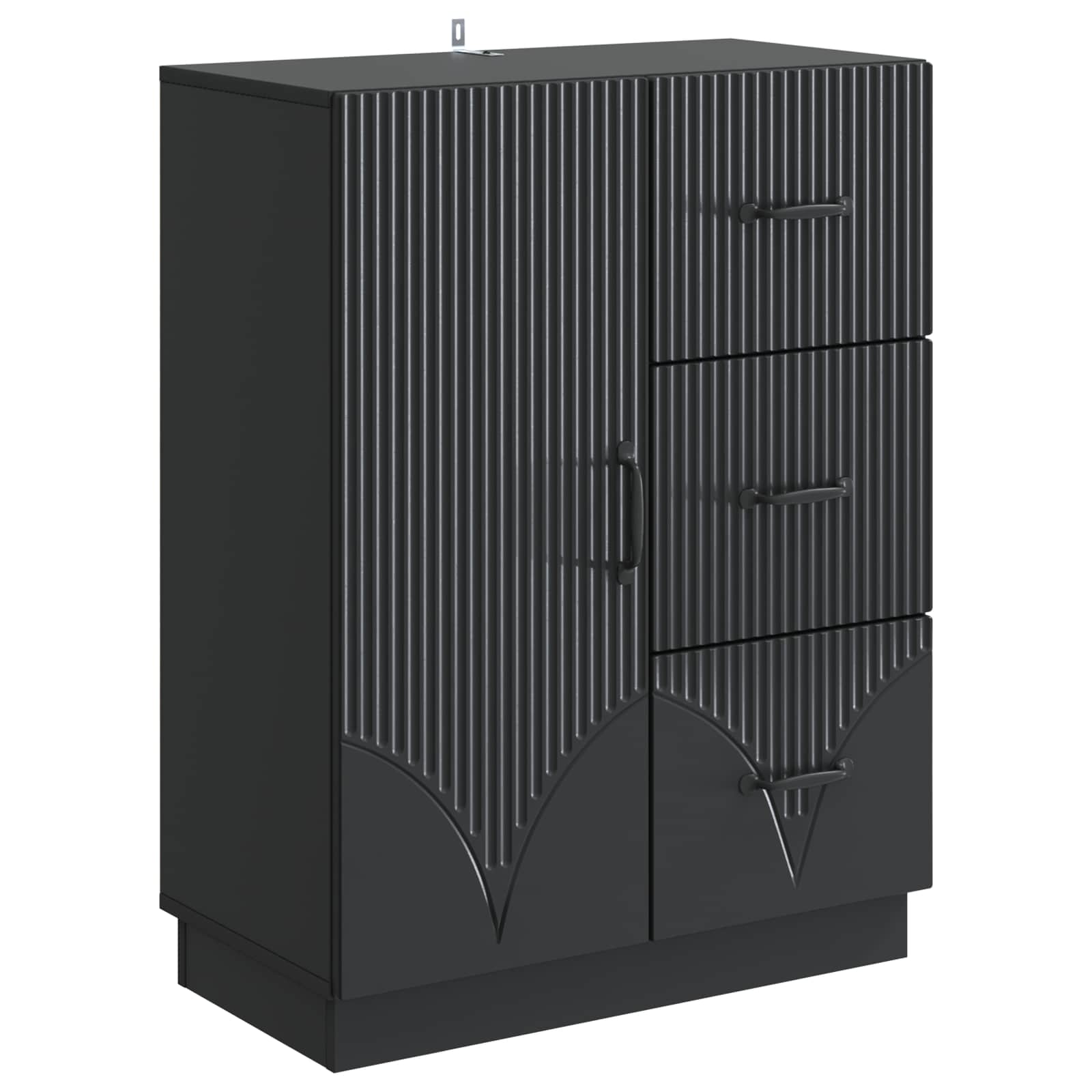 Kumode ar atvilktni Melna 66 x 34,5 x 87 cm Inženierijas koks