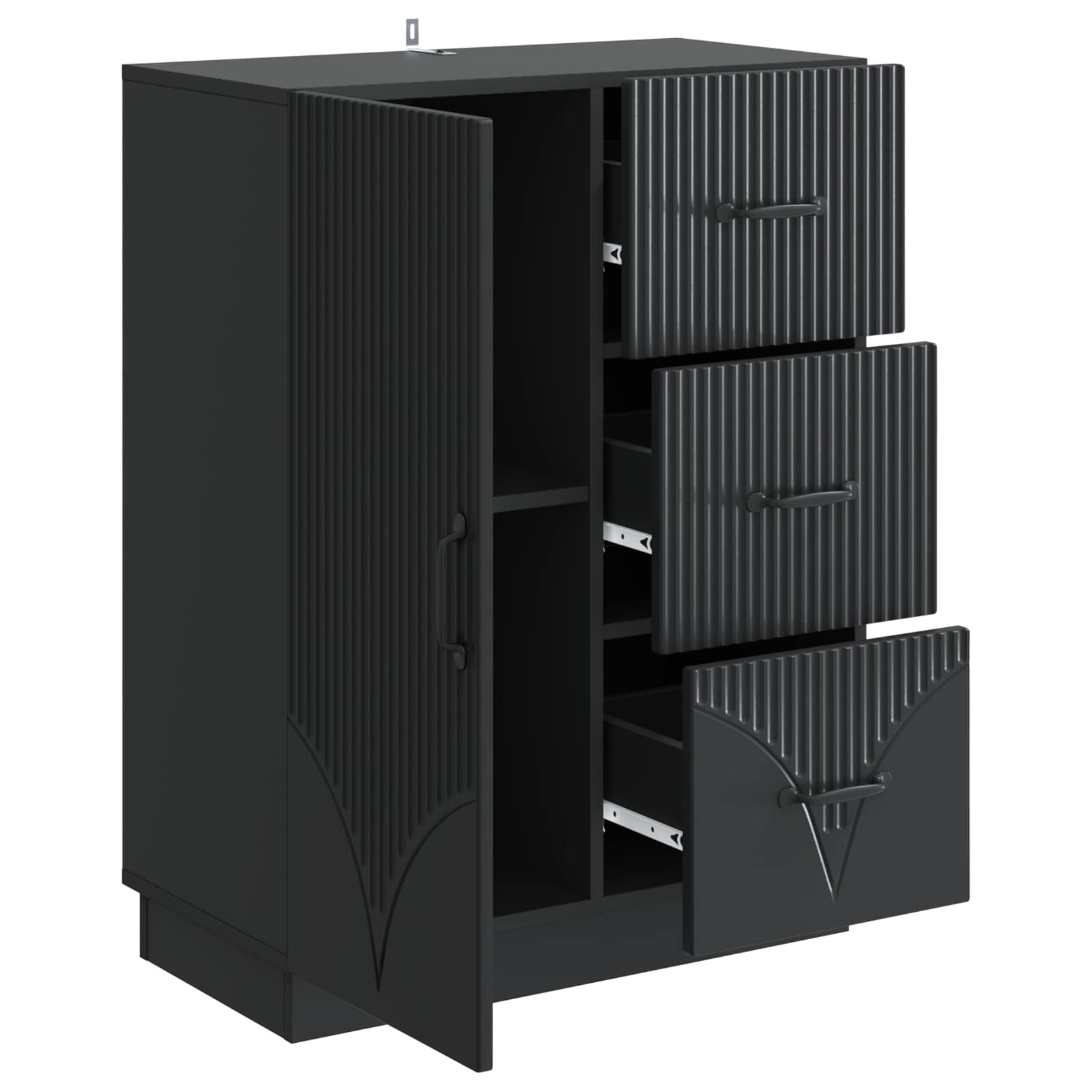 Kumode ar atvilktni Melna 66 x 34,5 x 87 cm Inženierijas koks