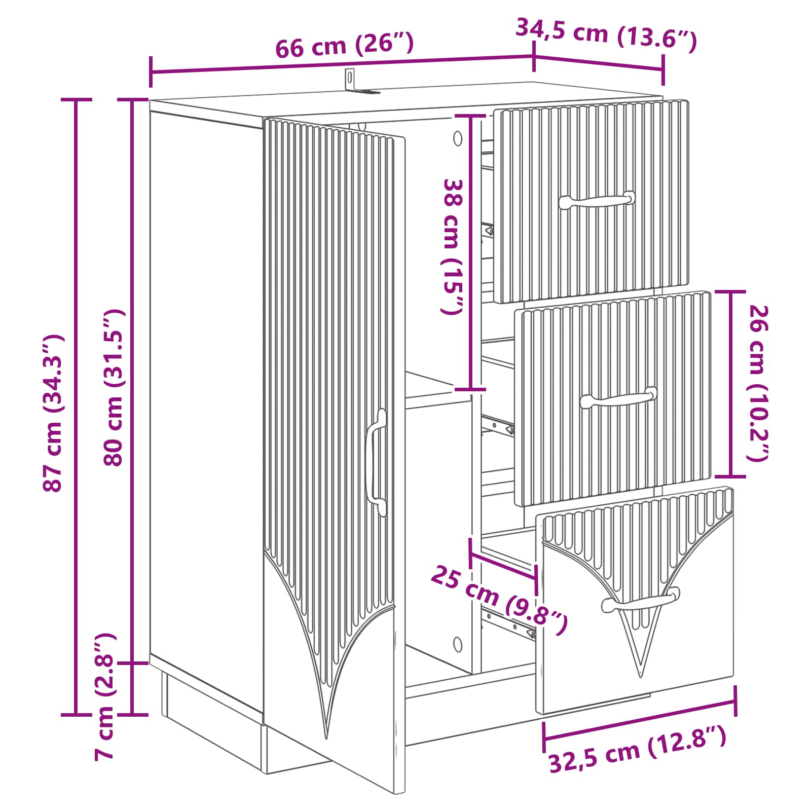 Kabalas Betono pilka 66 x 34,5 x 87 cm Apdirbta mediena