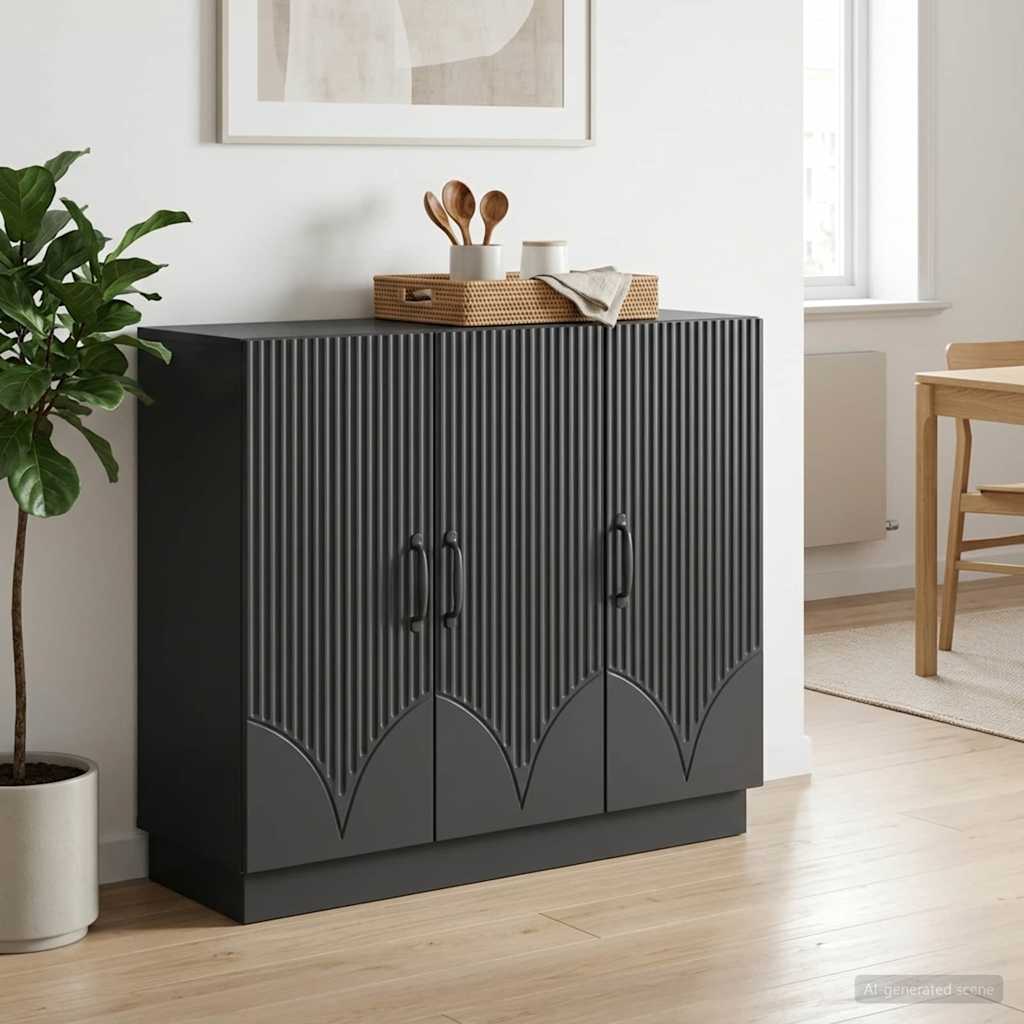 Kumode Melna 89 x 34,5 x 77 cm Apstrādāta koksne