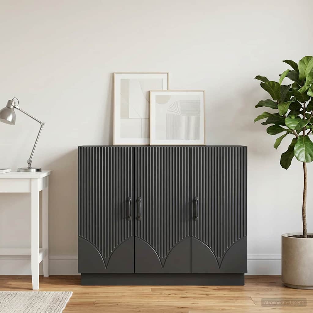 Kumode Melna 89 x 34,5 x 77 cm Apstrādāta koksne