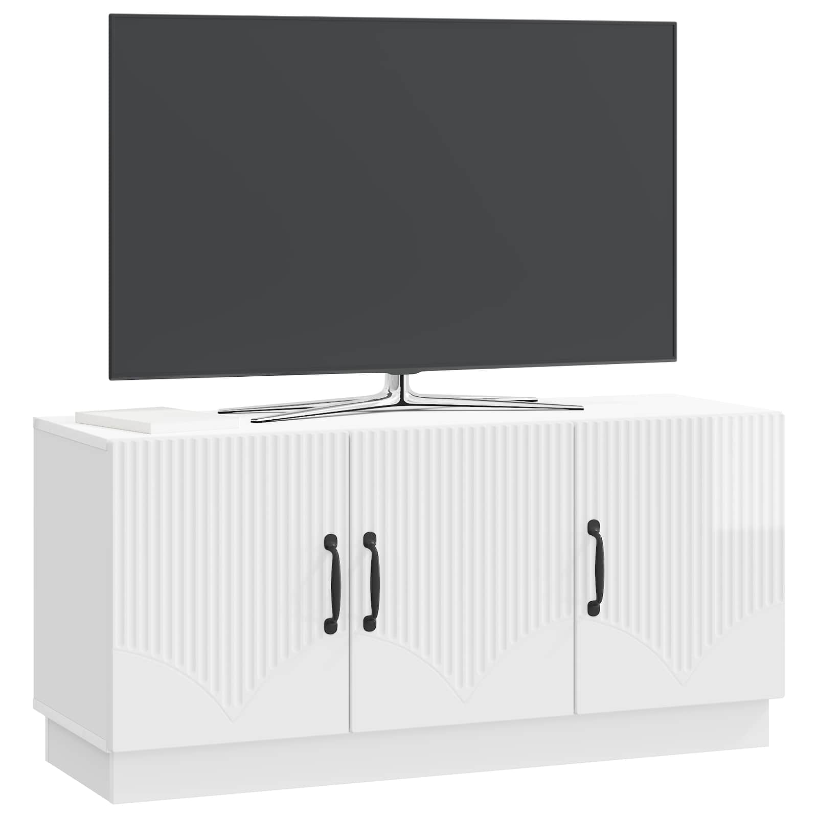 TV skapītis, īpaši spīdīgs balts, 99 x 34,5 x 47 cm