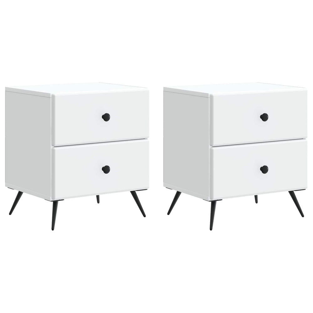 Šalia lovos spintelė su stalčių 2 pcs Balta 43 x 34,5 x 47,5 cm