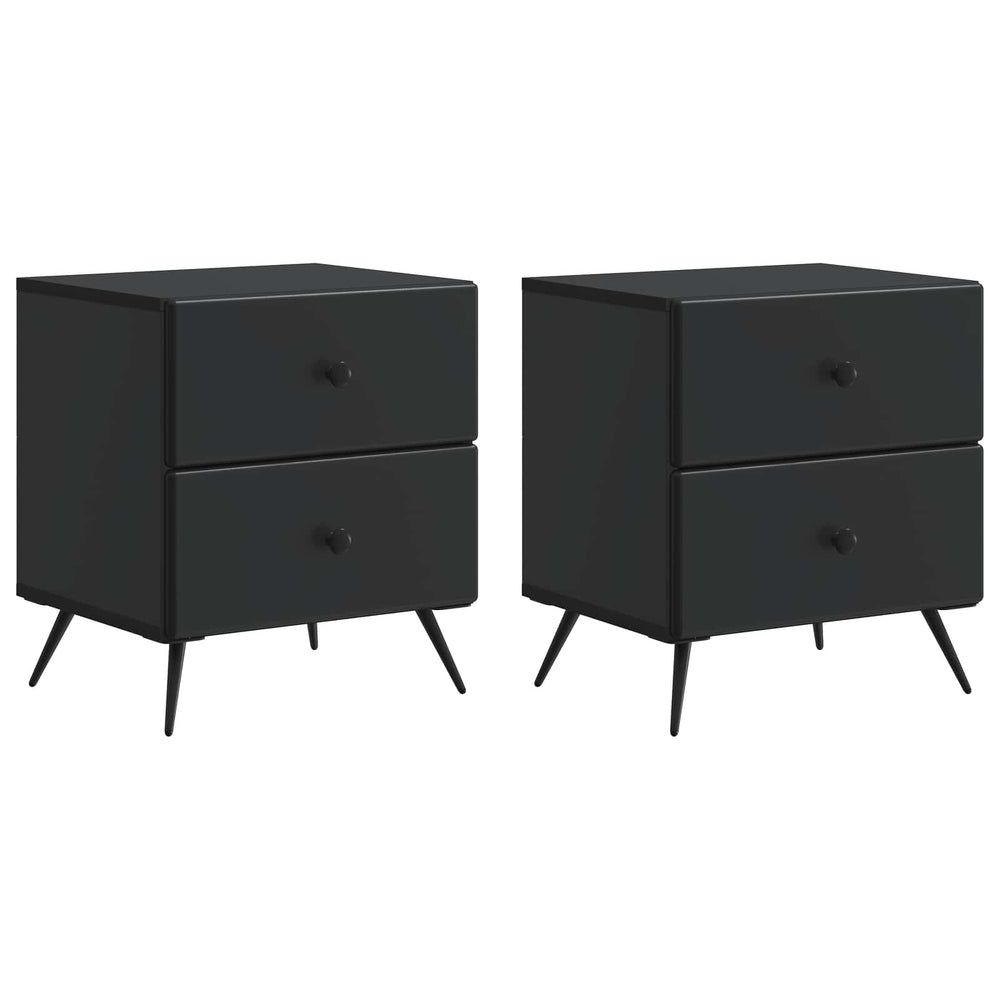 Šalia lovos spintelė su stalčių 2 pcs Juoda 43 x 34,5 x 47,5 cm