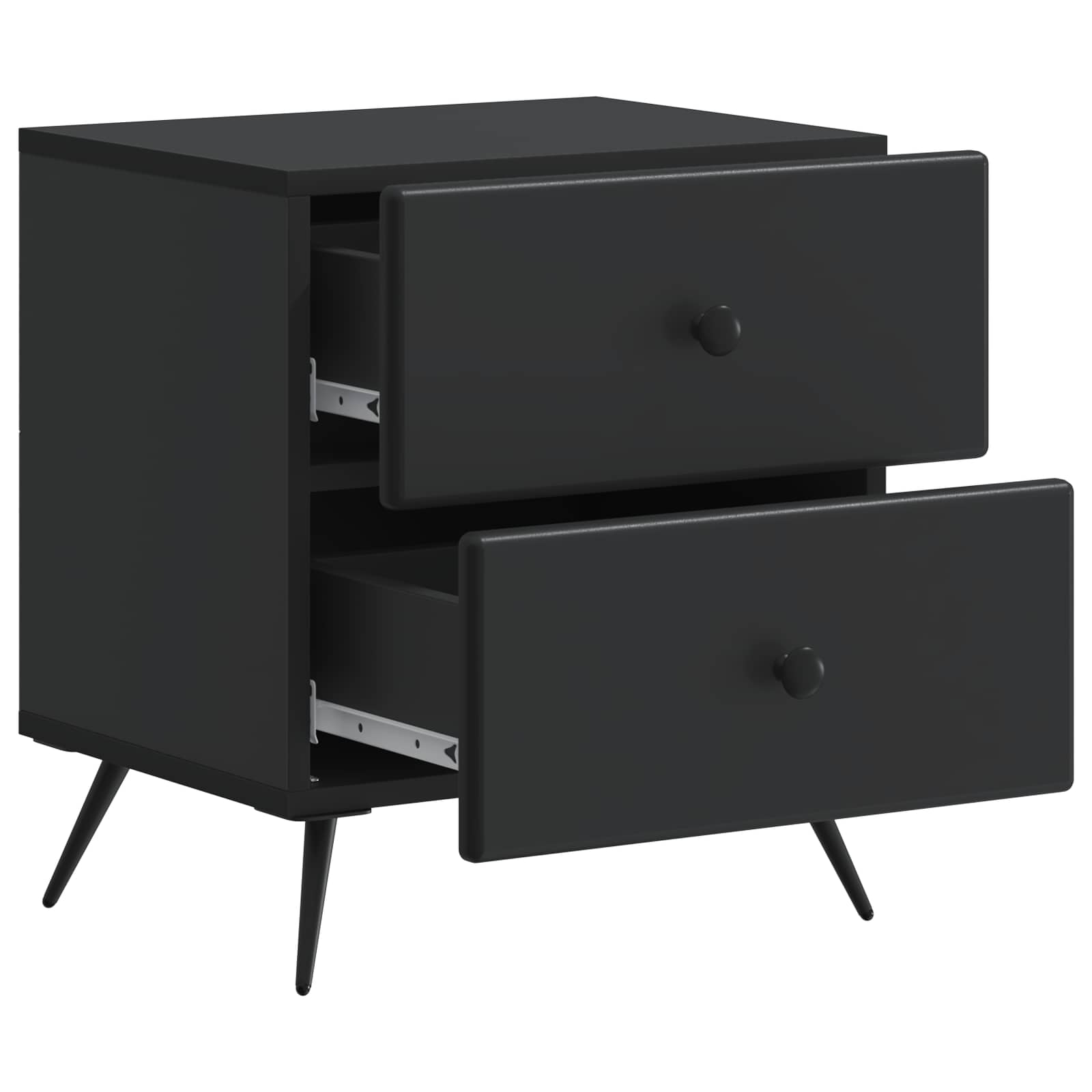 Šalia lovos spintelė su stalčių 2 pcs Juoda 43 x 34,5 x 47,5 cm
