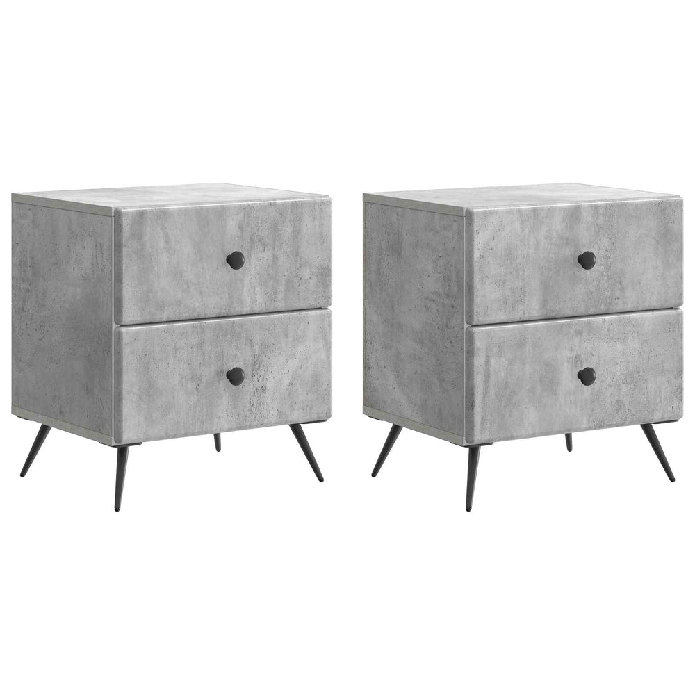Šalia lovos spintelė 2 pcs Betono pilka 43 x 34,5 x 47,5 cm