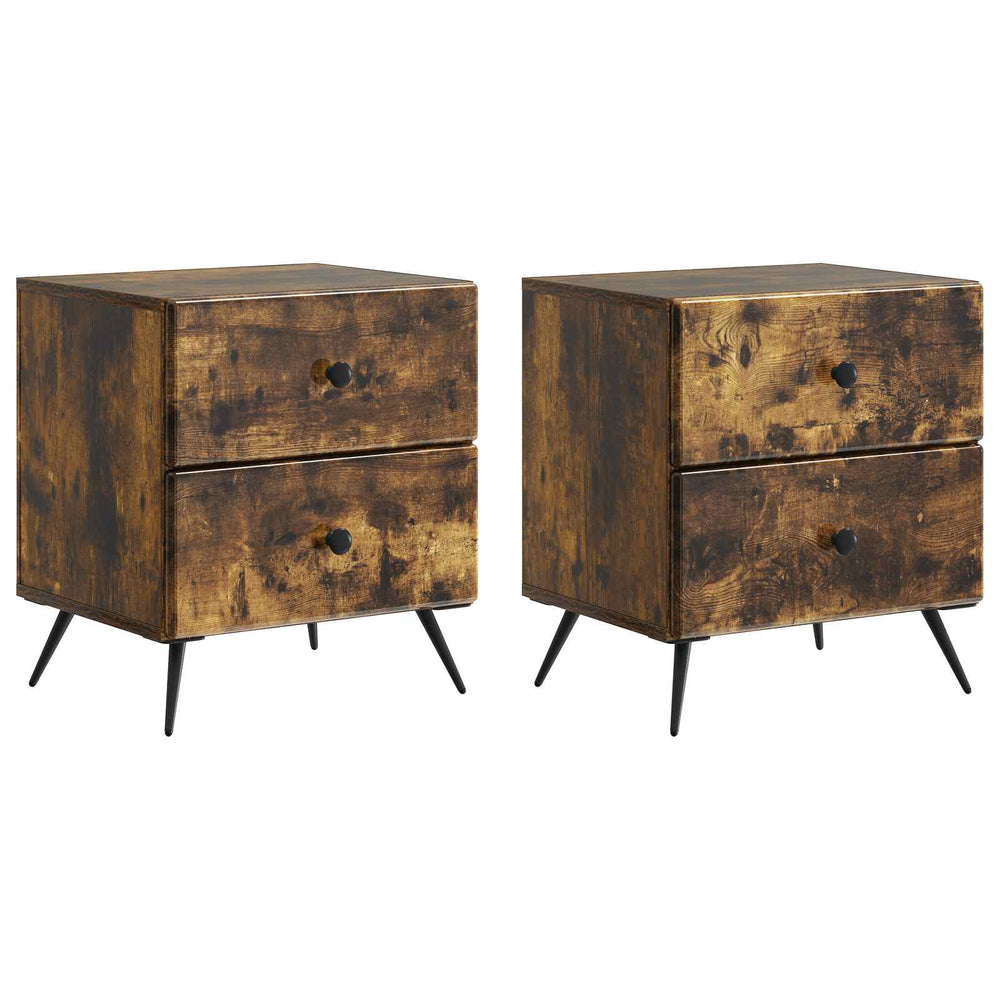 Šalia lovos spintelė 2 pcs Dūminio ąžuolo 43 x 34,5 x 47,5 cm