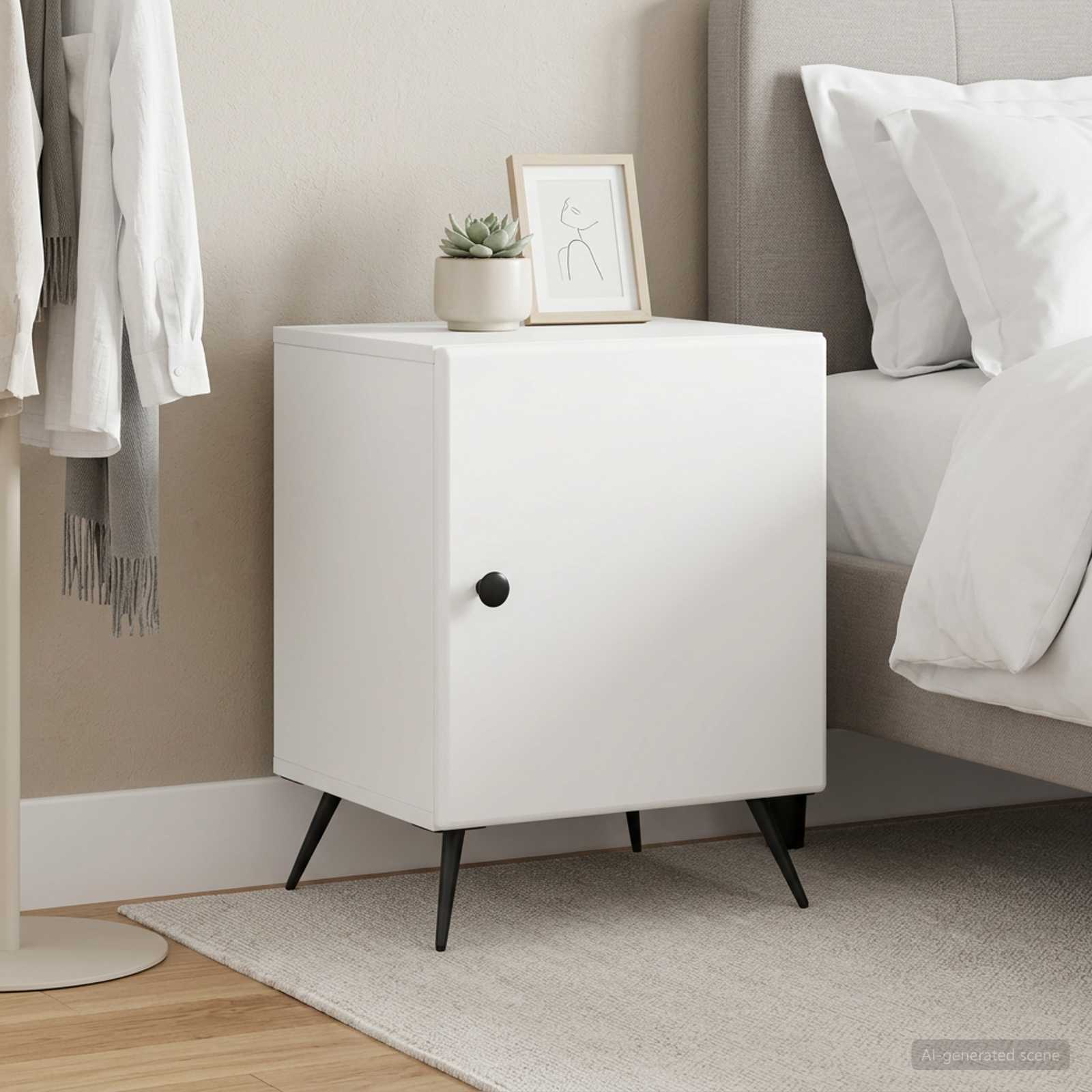 Šalia lovos spintelė 2 pcs Balta 43 x 34,5 x 50 cm