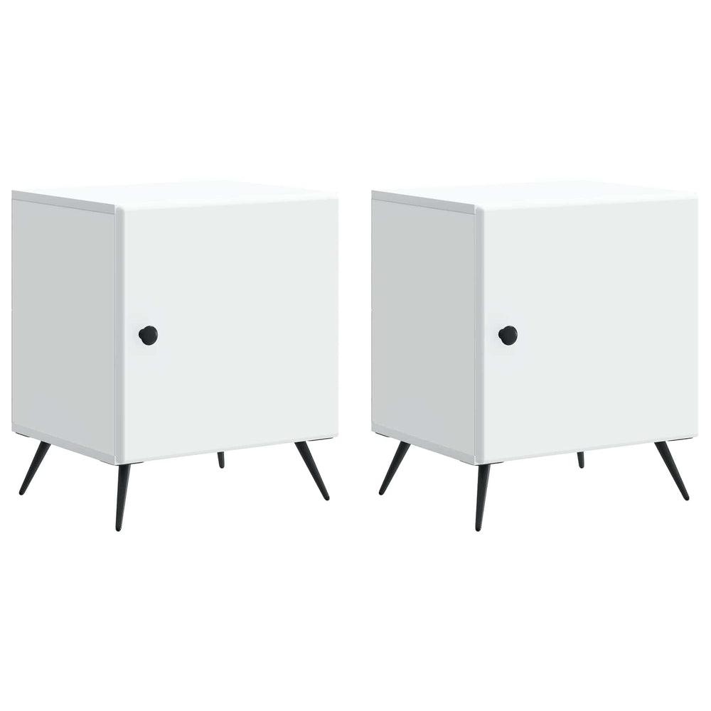 Šalia lovos spintelė 2 pcs Balta 43 x 34,5 x 50 cm