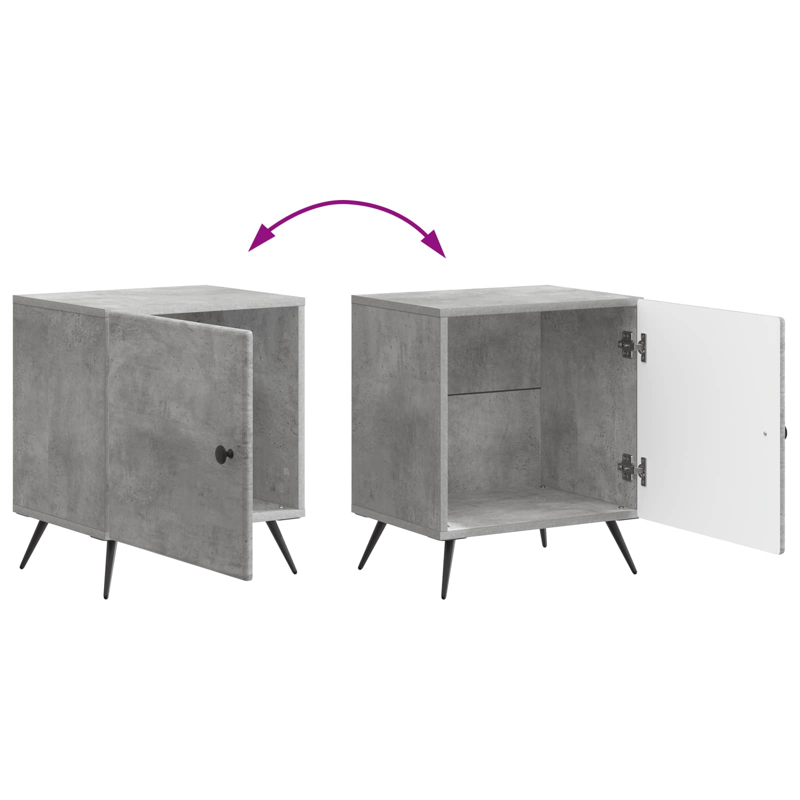 Šalia lovos spintelė 2 pcs Betono pilka 43 x 34,5 x 50 cm