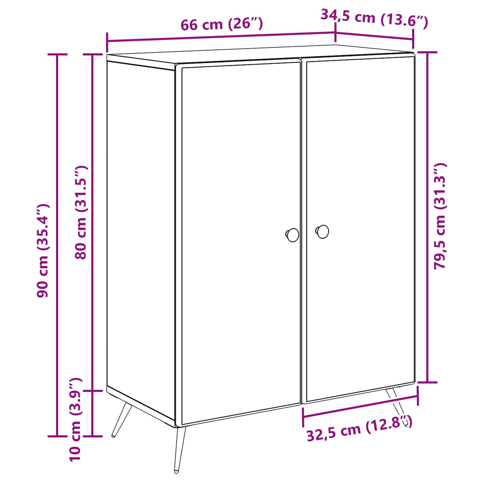 Kabalas Balta 66 x 34,5 x 90 cm Apdirbta mediena