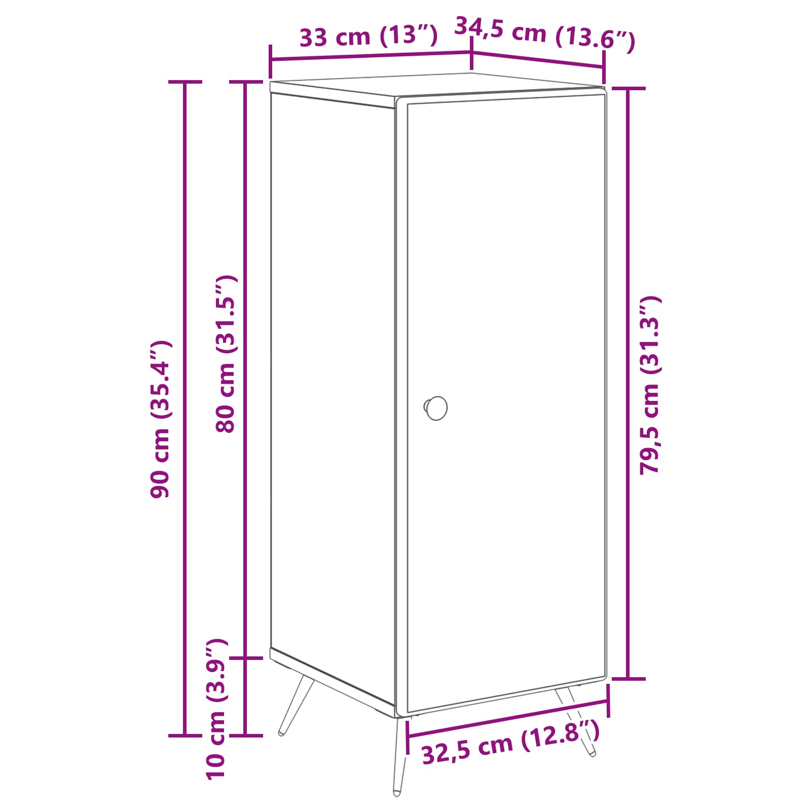 Kabalas Betono pilka 33 x 34,5 x 90 cm Apdirbta mediena