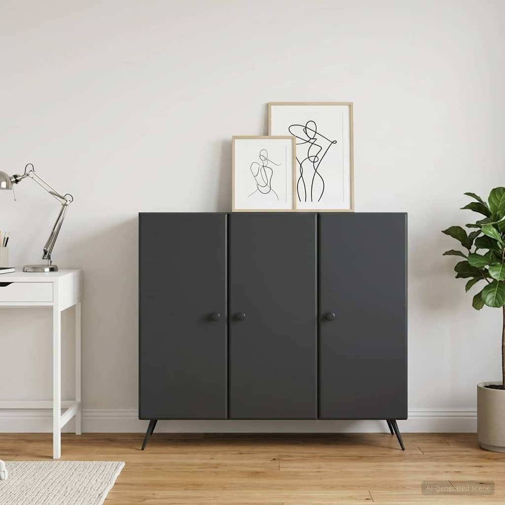 Kumode Melna 89 x 34,5 x 80 cm Apstrādāta koksne